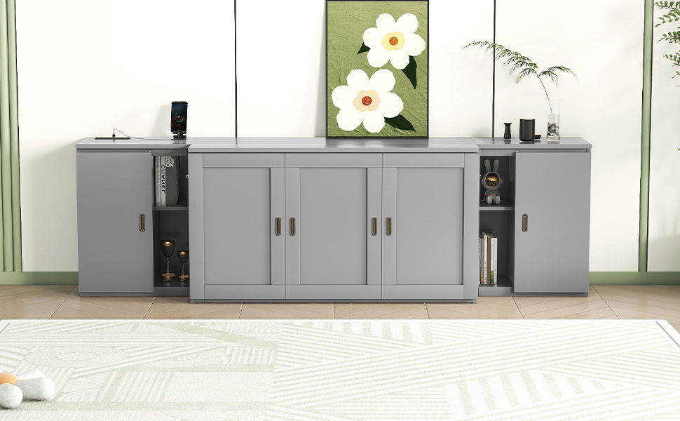 Murphy Bed With Shelves, Cabinets And USB Ports
