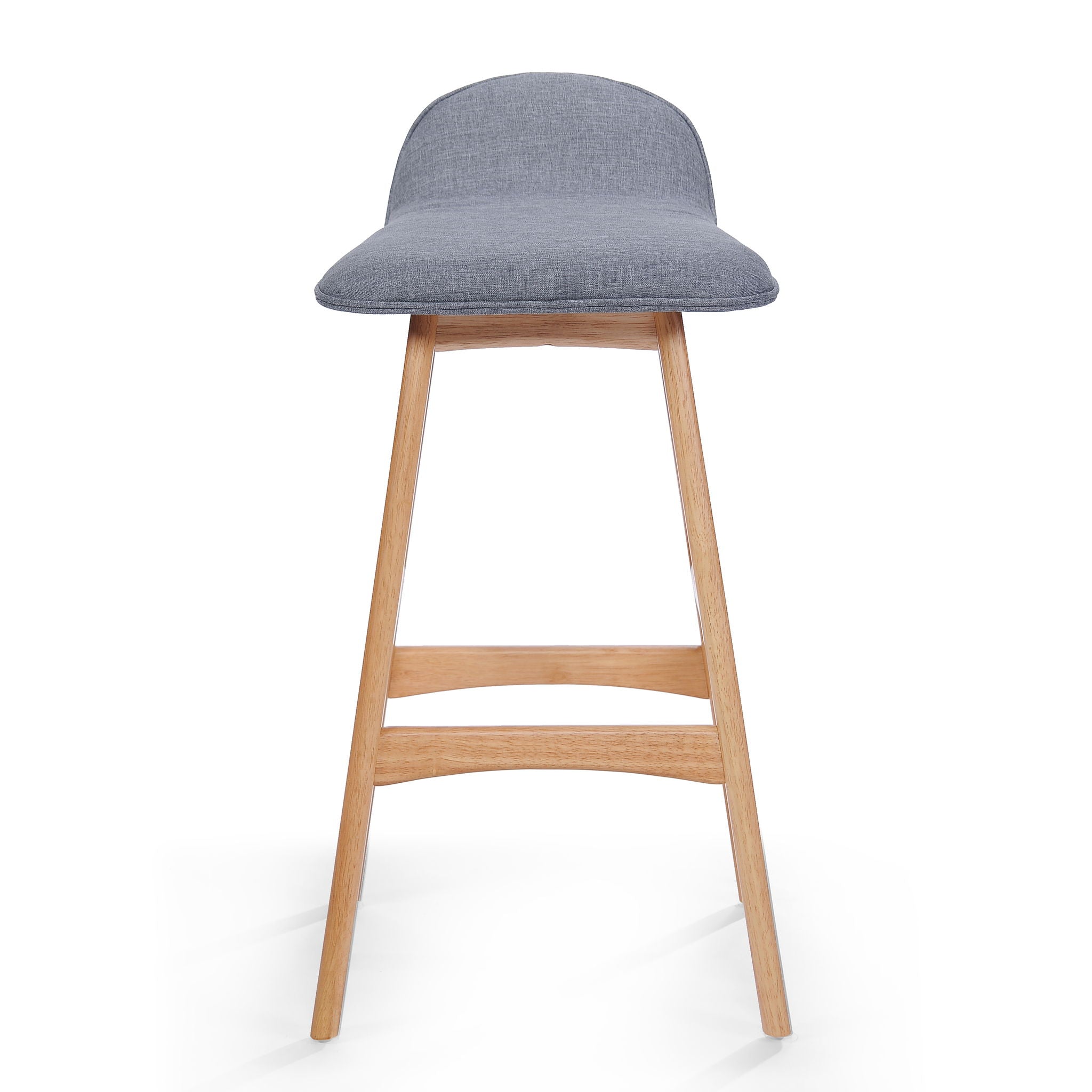 Mid Century Modern Upholstered Low Back Barstools (Set of 2) - Gray / Natural Oak