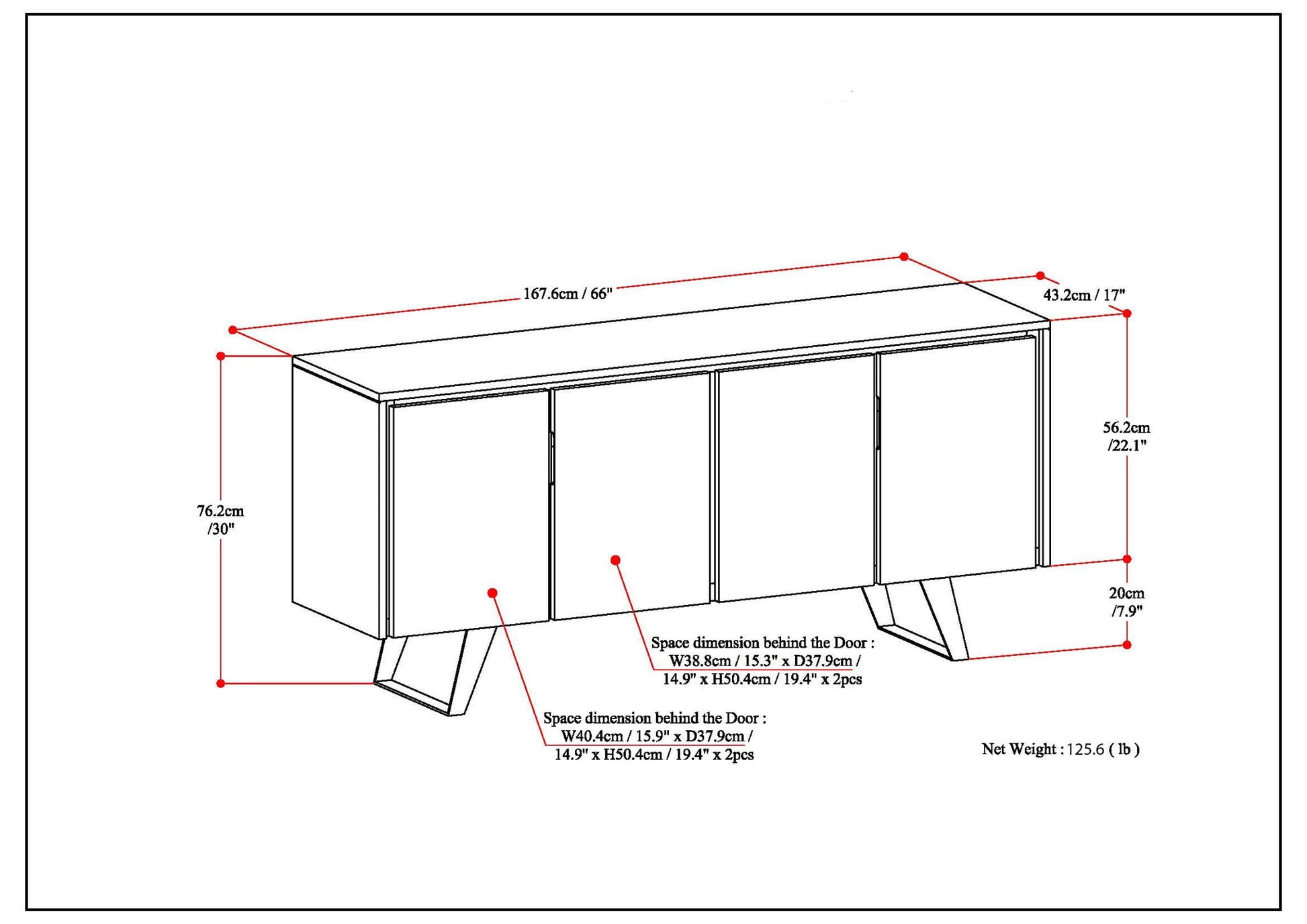 Lowry - Large 4 Door Sideboard Buffet - Distressed Charcoal Brown - Best Buy Furniture