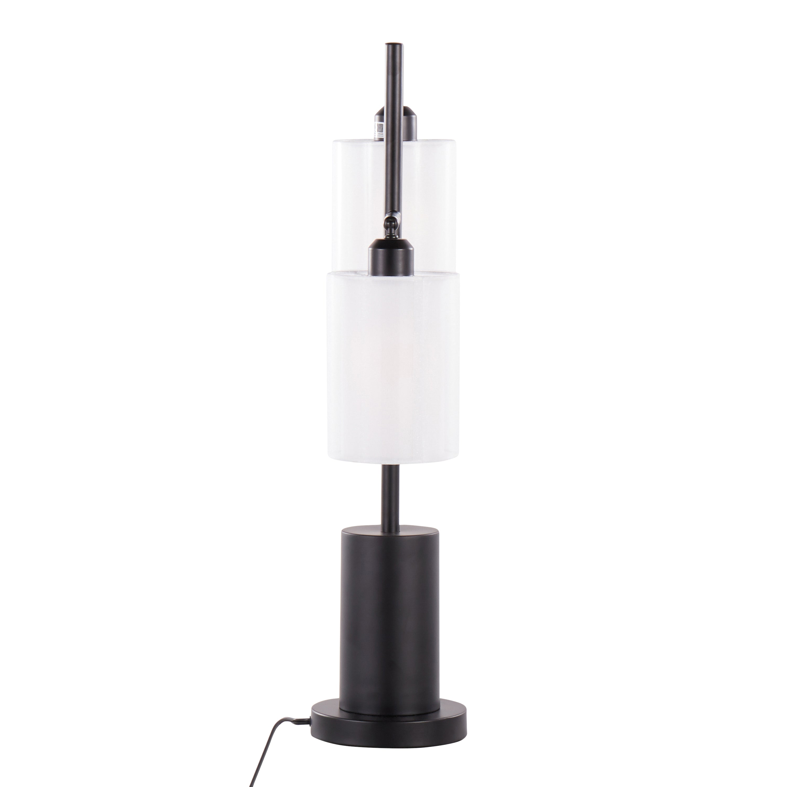 Cannes Contemporary Table Lamp in Black Metal with White Shades