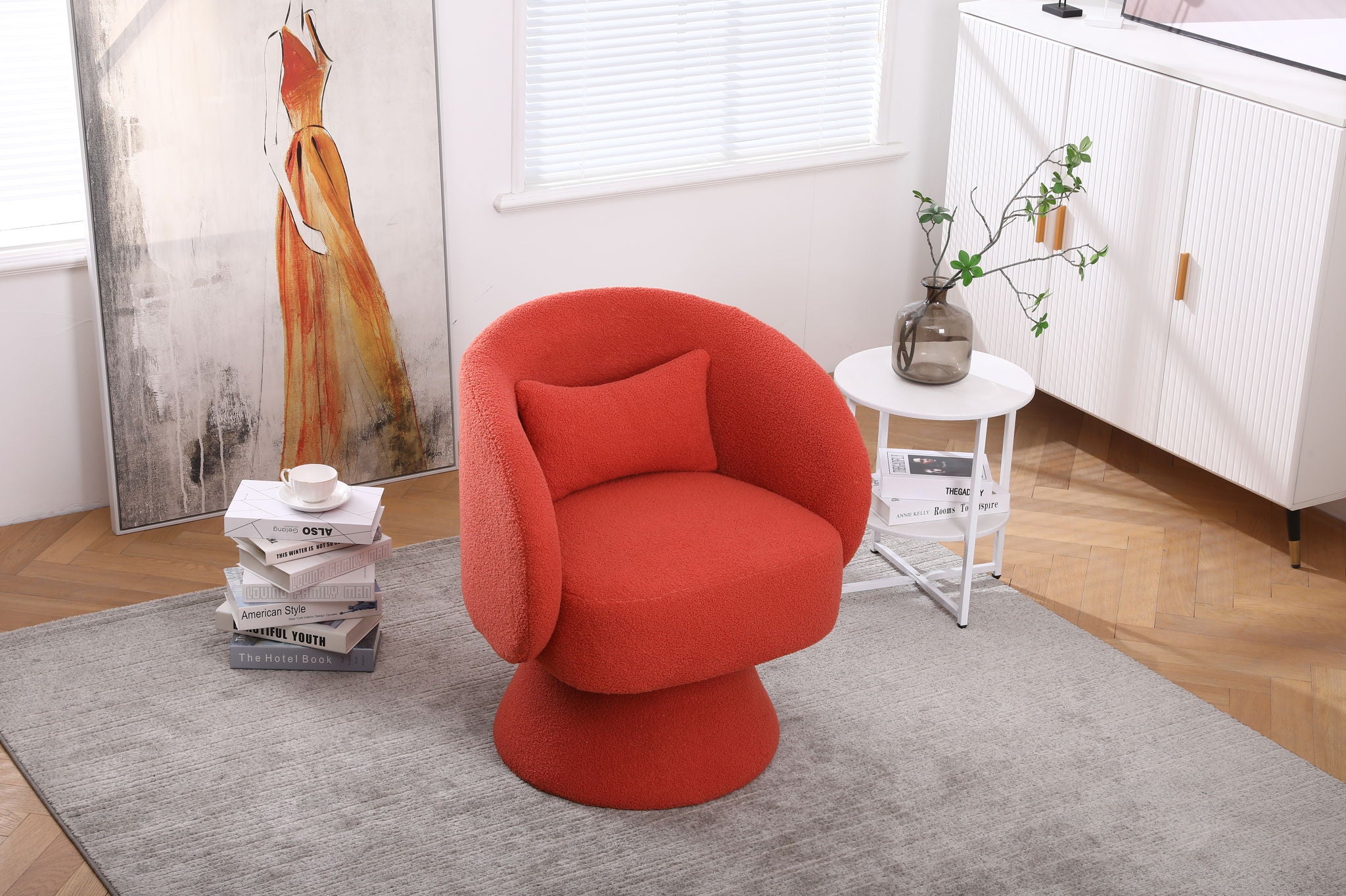 Swivel Accent Chair Armchair, Round Barrel Chair For Living Room Bedroom
