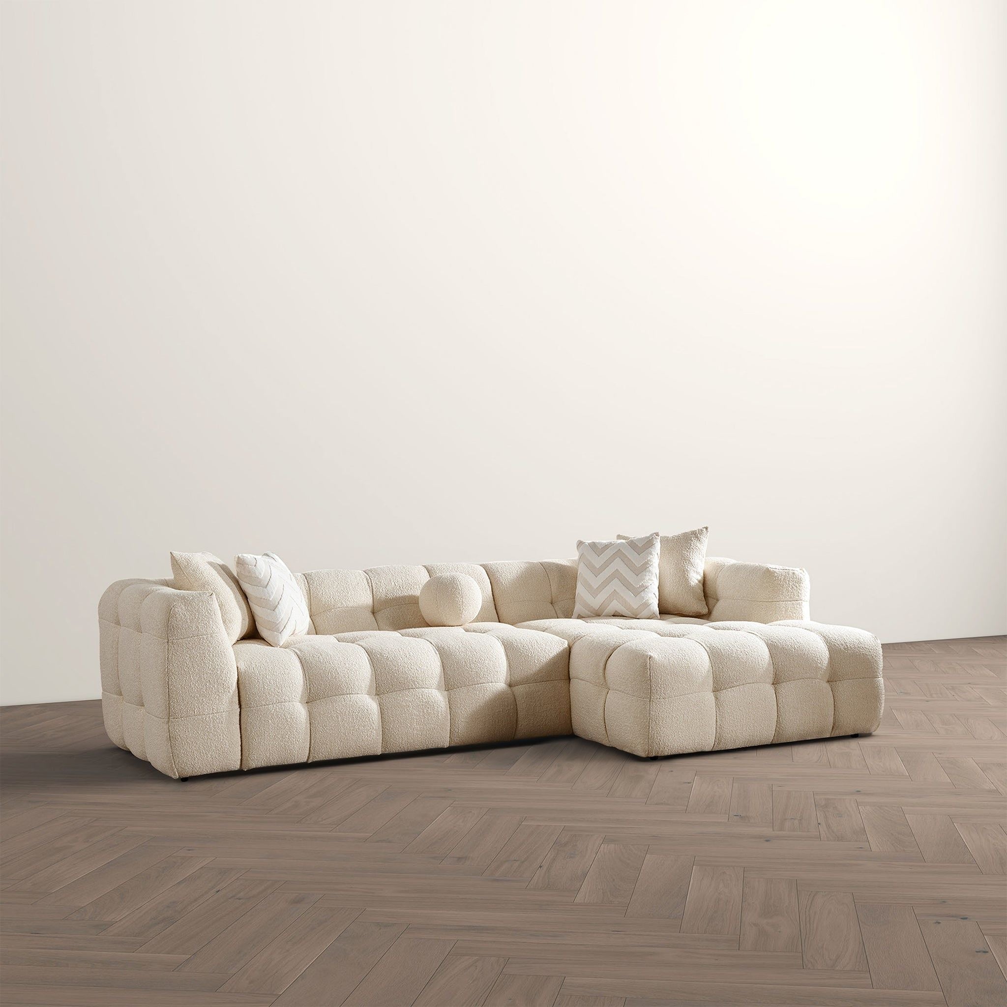 Alana - Tufted Right Sectional Sofa - Ivory