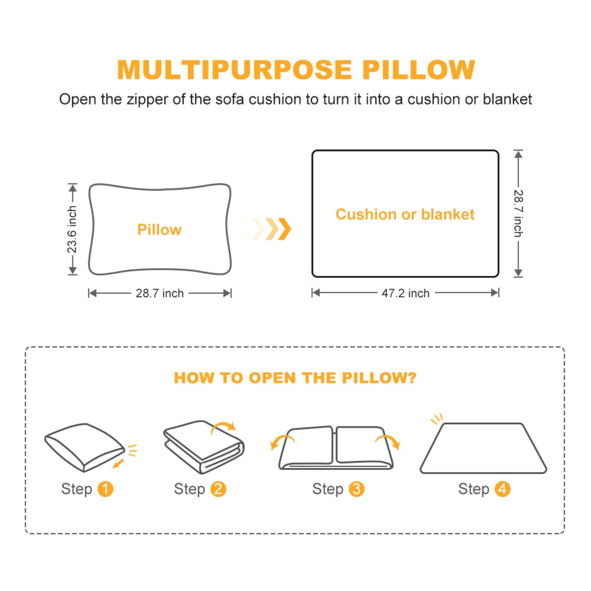 Pull Out Sofa Bed, 3 Seat Convertible Sleeper Sofa With 2 In 1 Pillow And Blanket Set