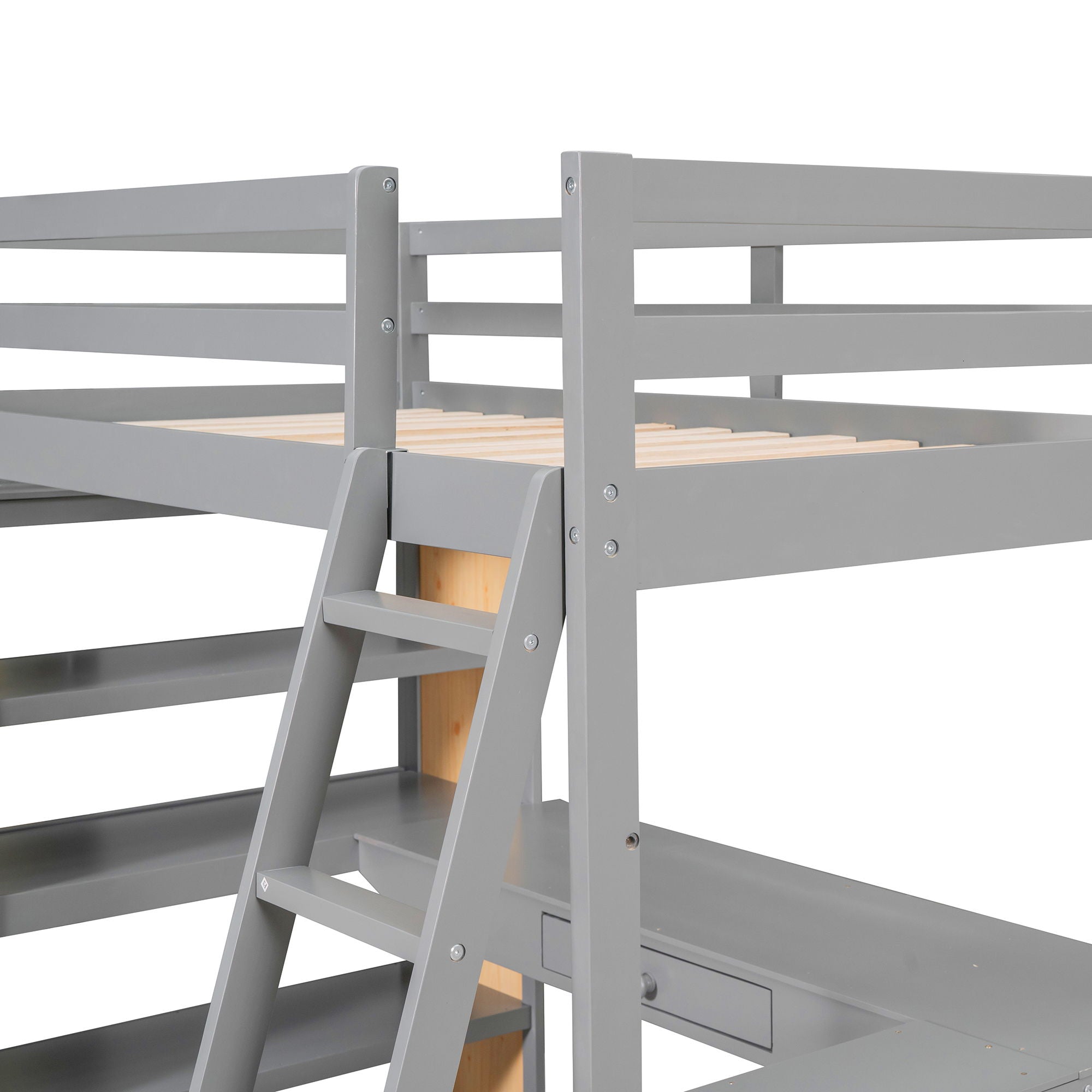 Loft Bed With Ladder, Shelves, And Desk