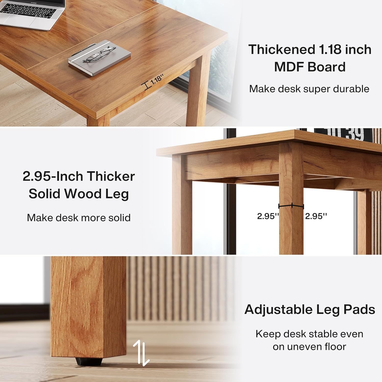 Executive Desk With Legs - Natural / Light Brown