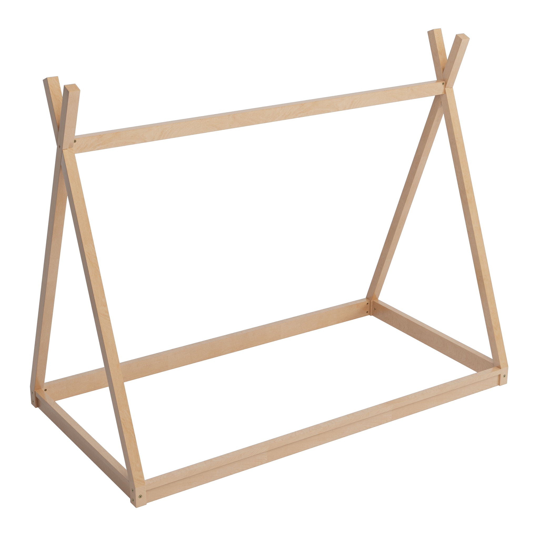 Wood Tent Bed For Kids, Montessori Style Low - Floor Bed, House-Shape Tent Bed Frame