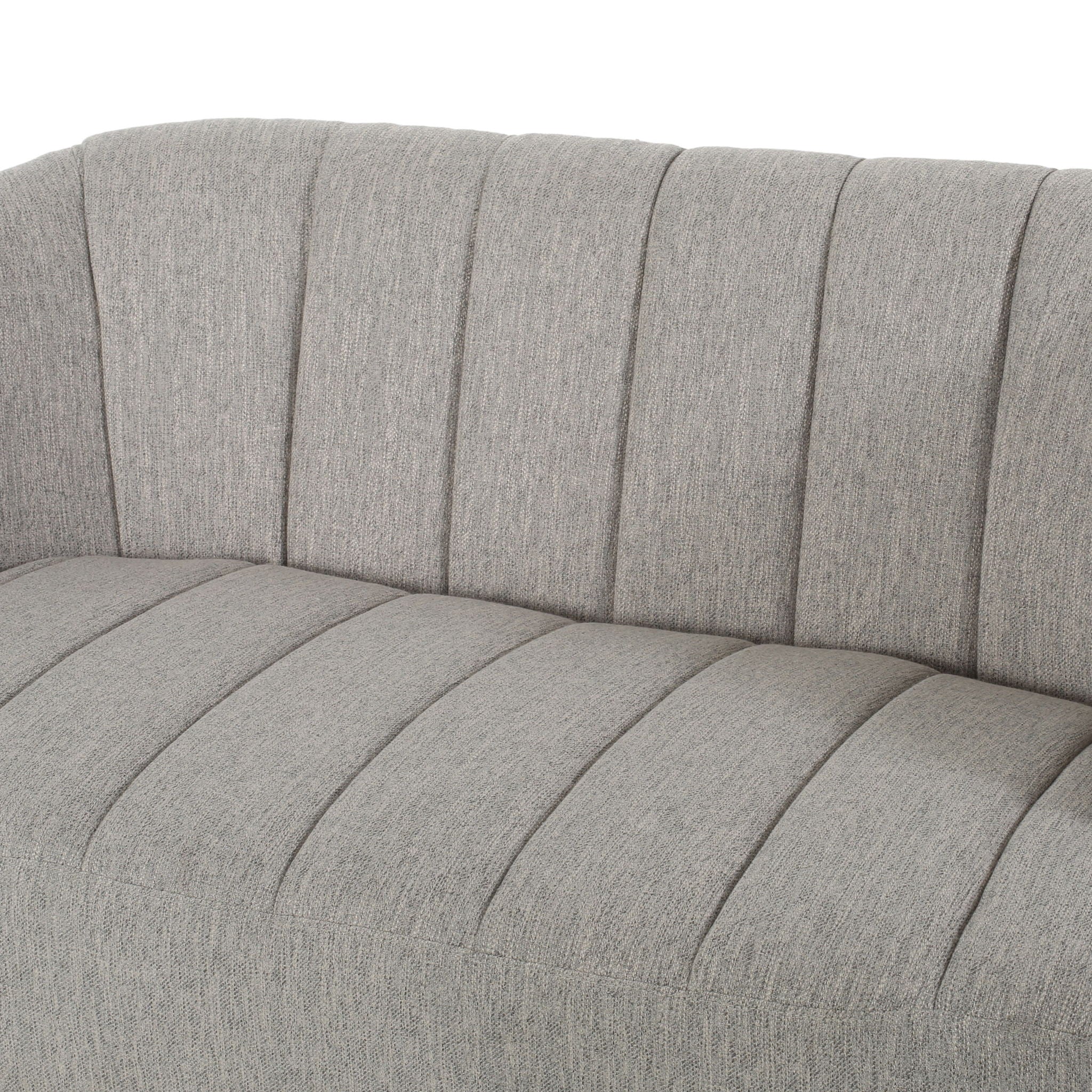 Modern Loveseat With Channel Stitching And Iron Legs - Light Gray