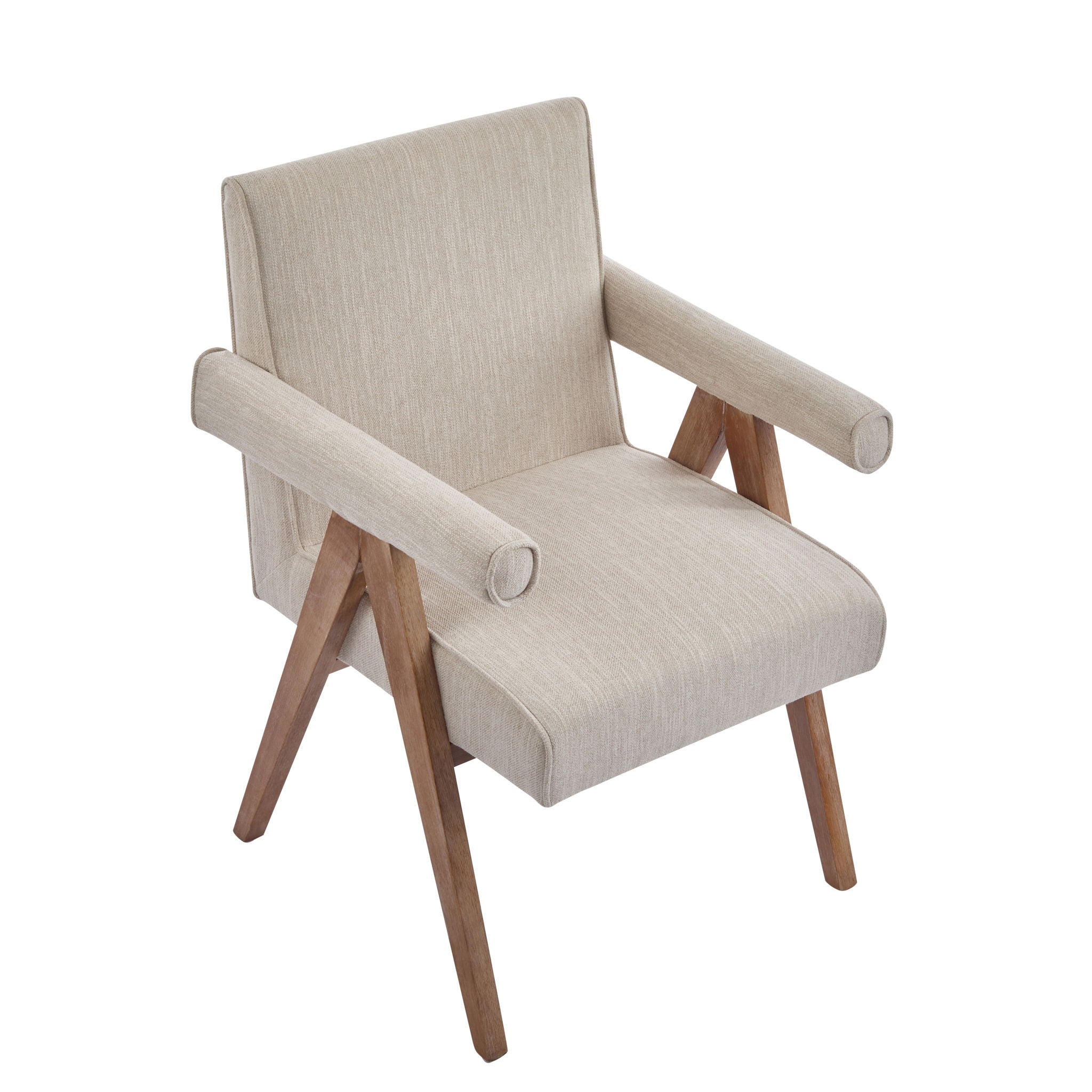 Contemporary Poppy Fabric Dining Armchair With Rubberwood Legs