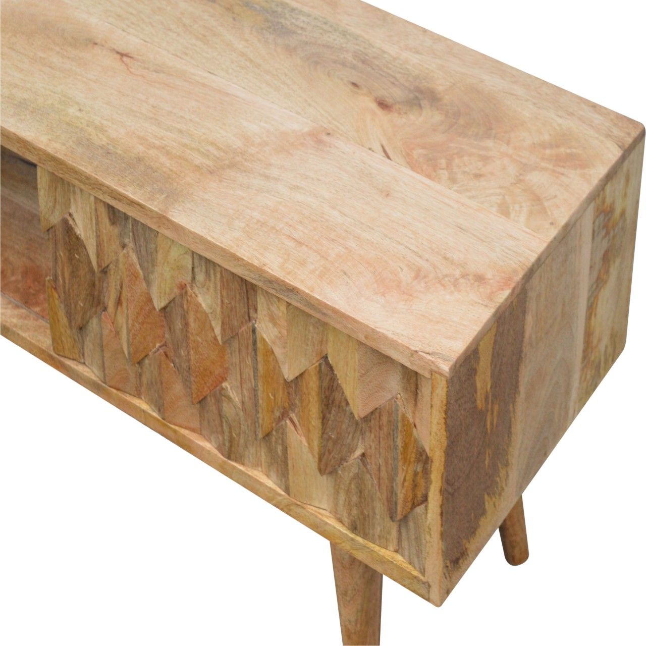 Pineapple Carve Sliding Media Unit - Oak