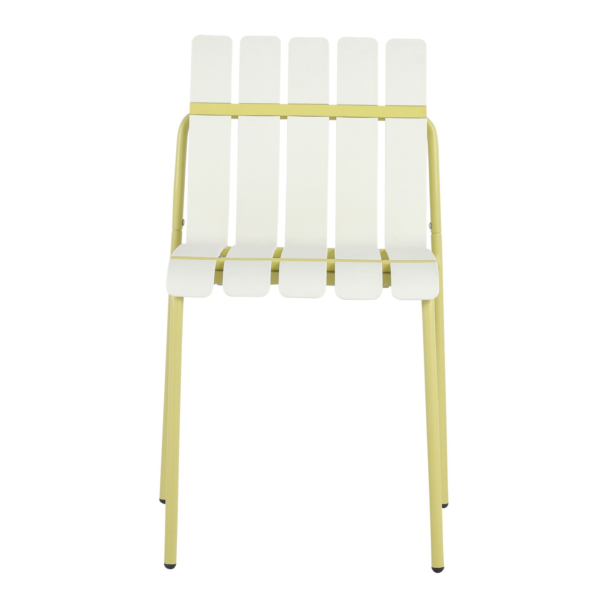 4 Piece Set Of Modern Color Block Designed Single Chairs, UV Resistant And Rust Proof - Grain Yellow / White
