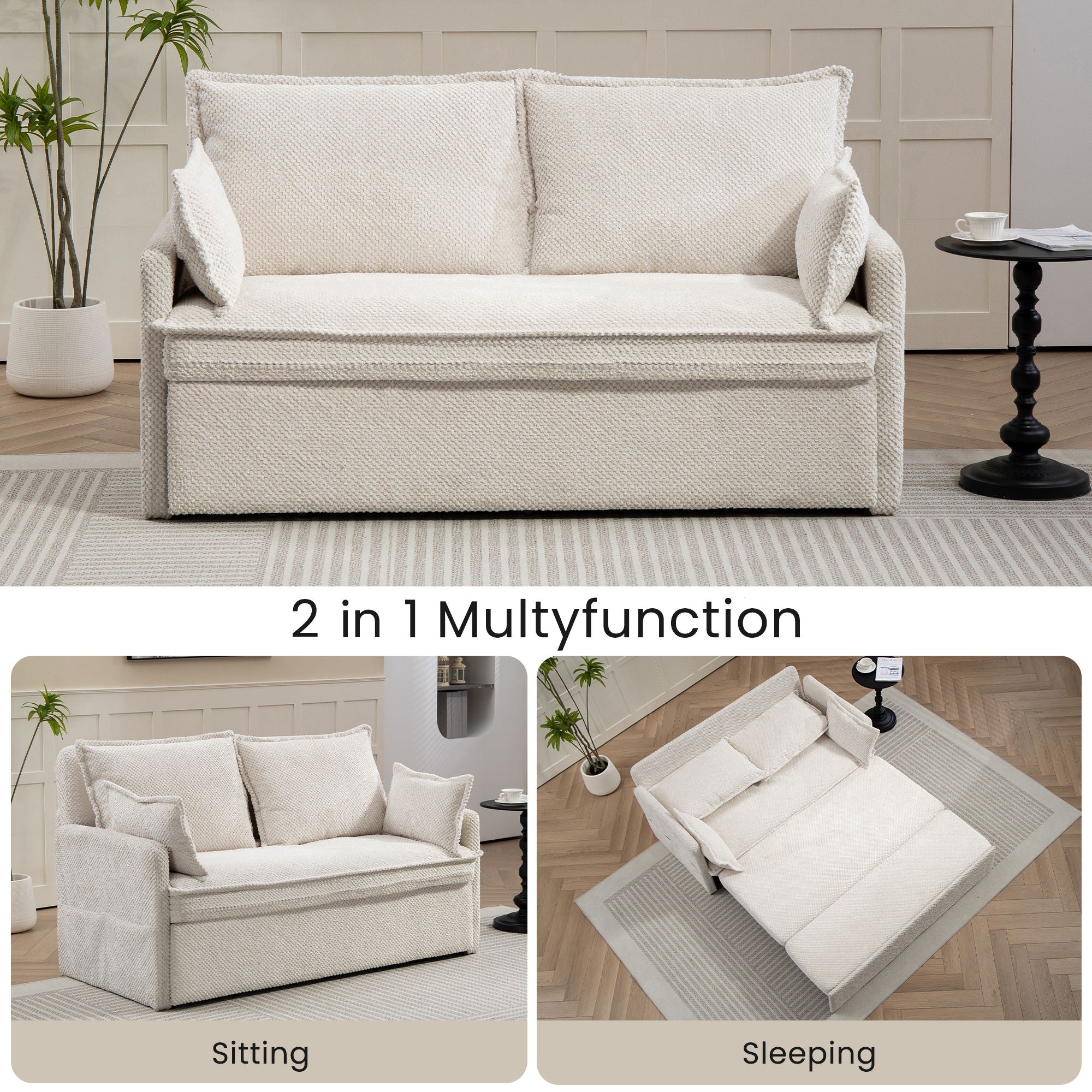 Pull Out Sofa Bed, Convertible Sleeper Sofa Couch, Side Storage, And USB / C - Type Charging Ports Chair