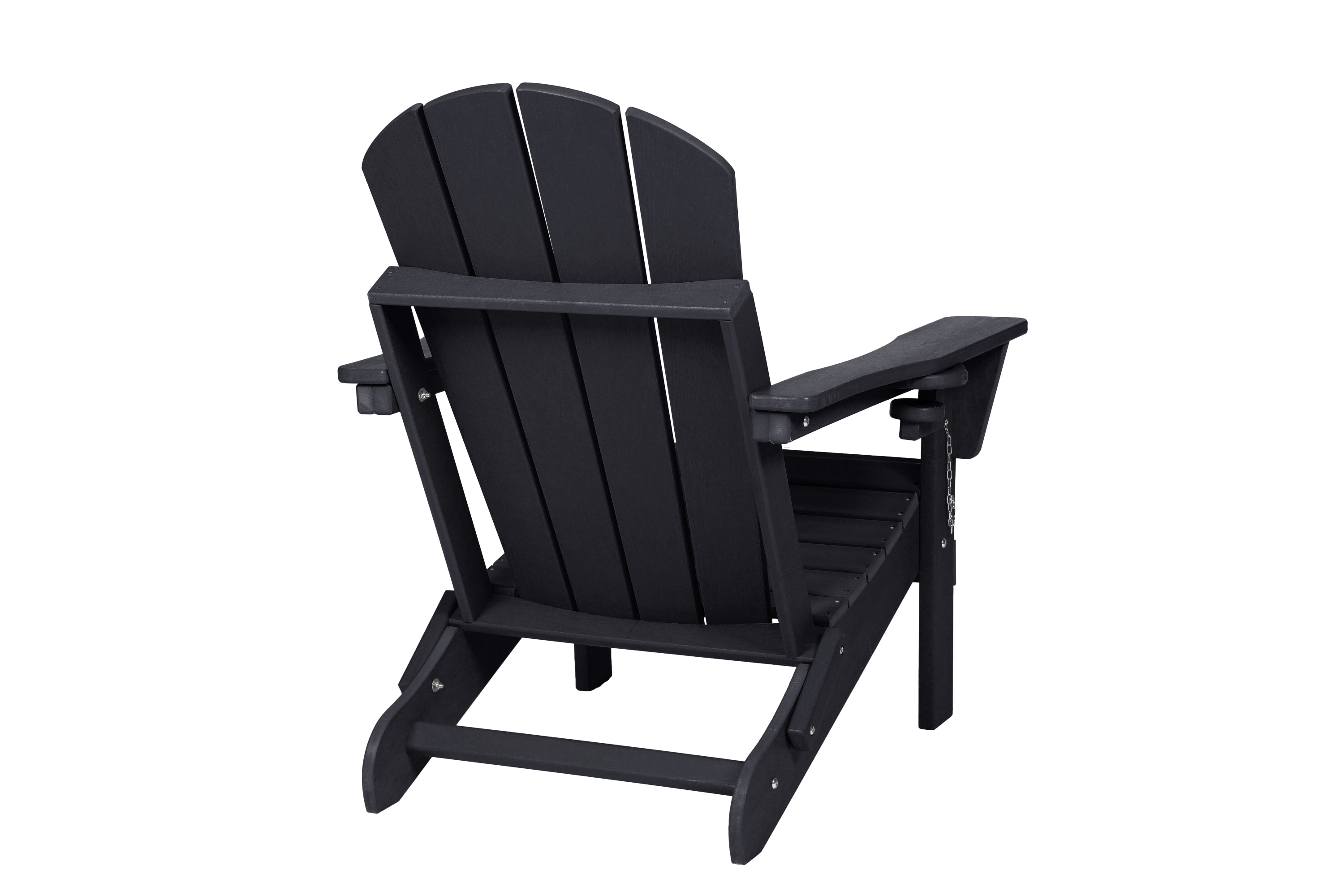 Folding Adirondack Chair with Side Table, 3-Piece Adirondack Chair Set with Wood Texture, Black(includes 2 Chairs and 1 Table)