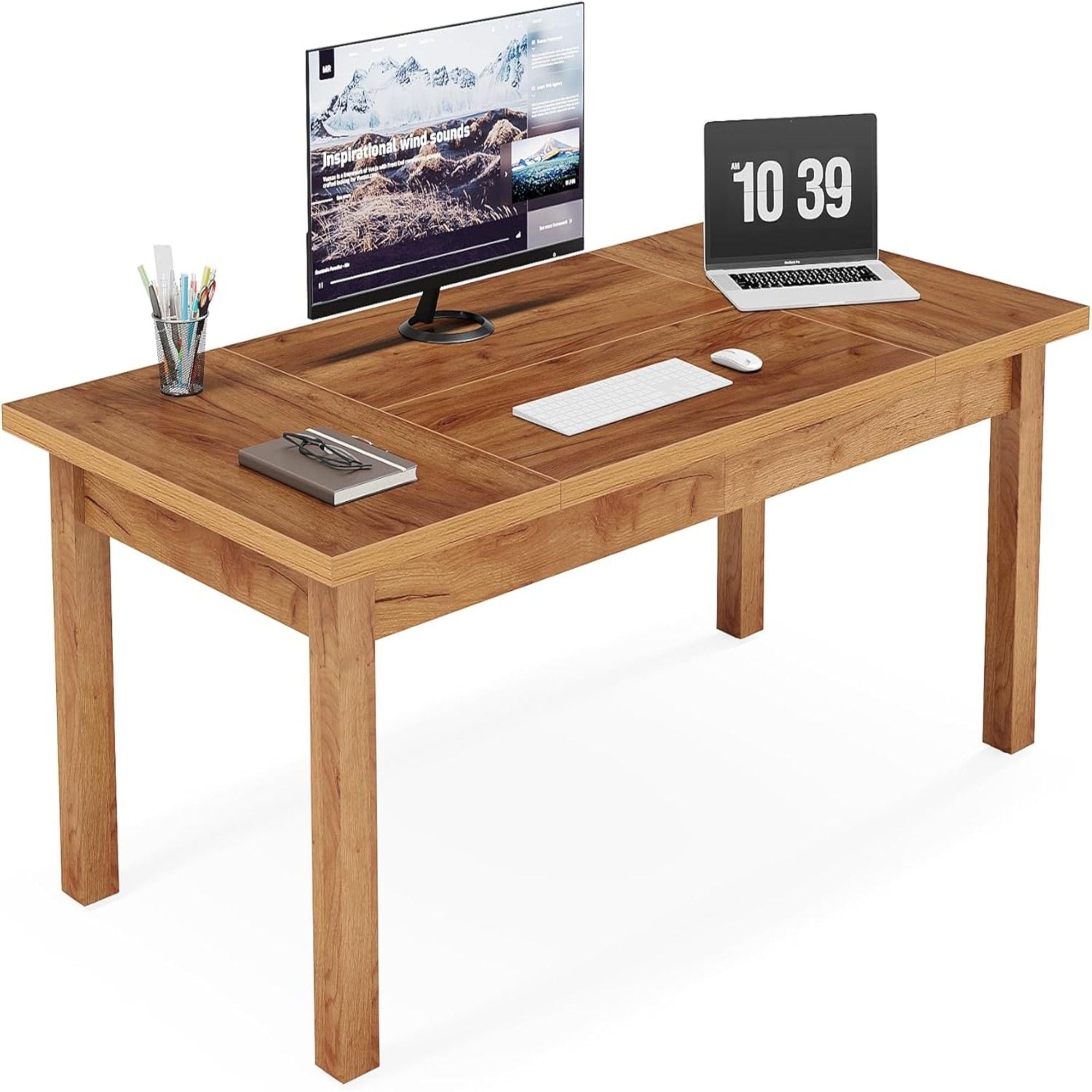 Executive Desk With Legs - Natural / Light Brown