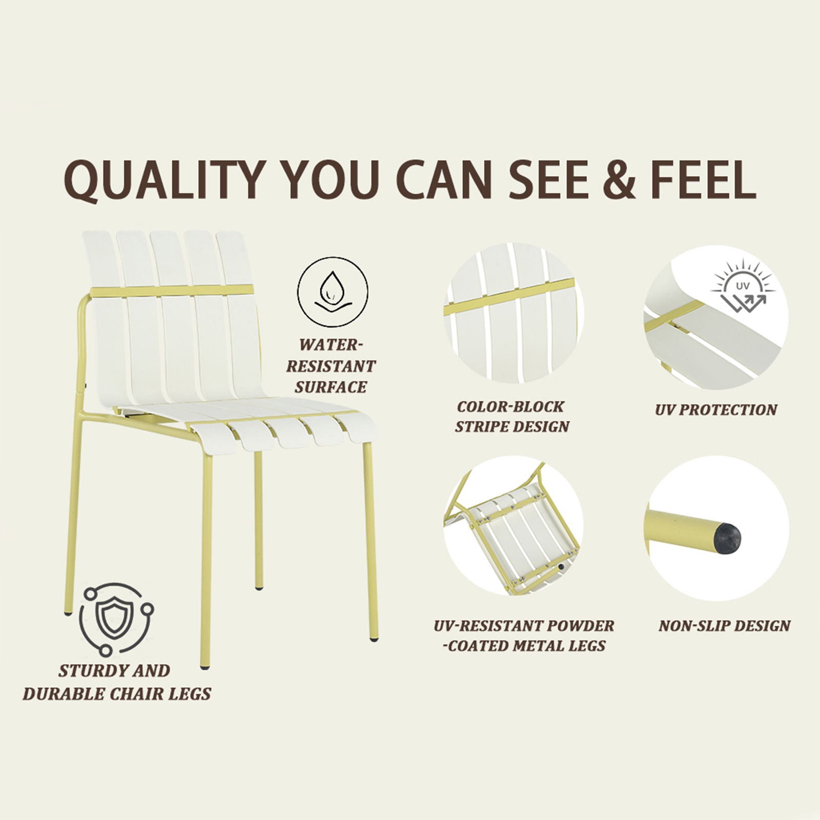 4 Piece Set Of Modern Color Block Designed Single Chairs With Folding Square Table