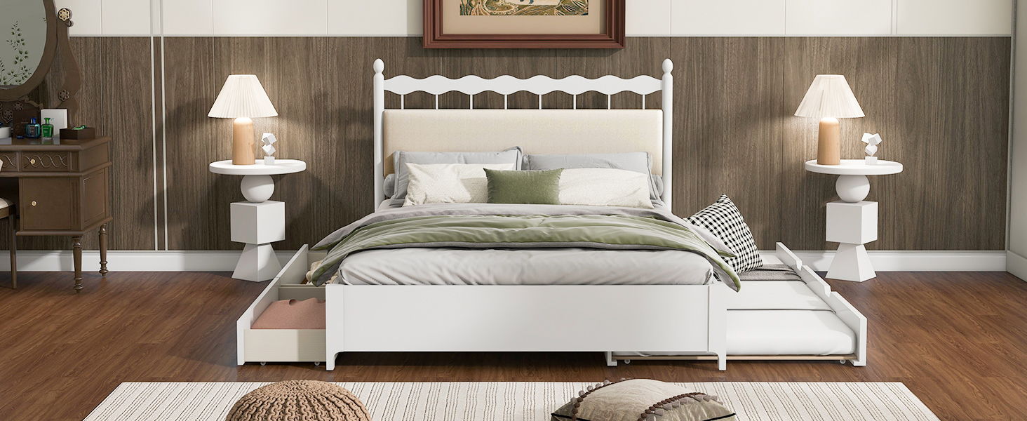 Storage Platform Bed With 2 Big Drawers & Trundle