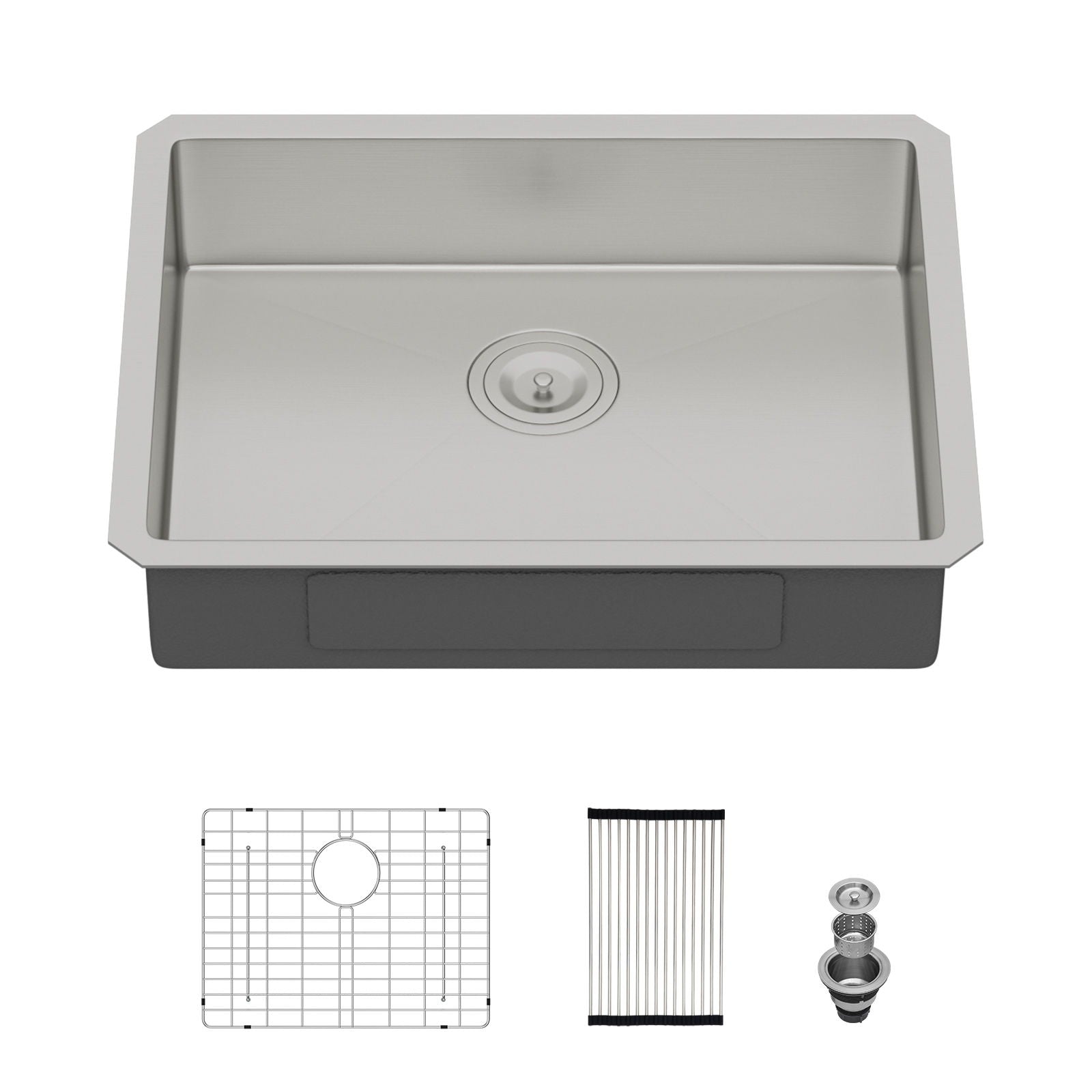 Ada-Compliant 23" Undermount Sink, Low Depth Single Bowl - Brushed Nickel
