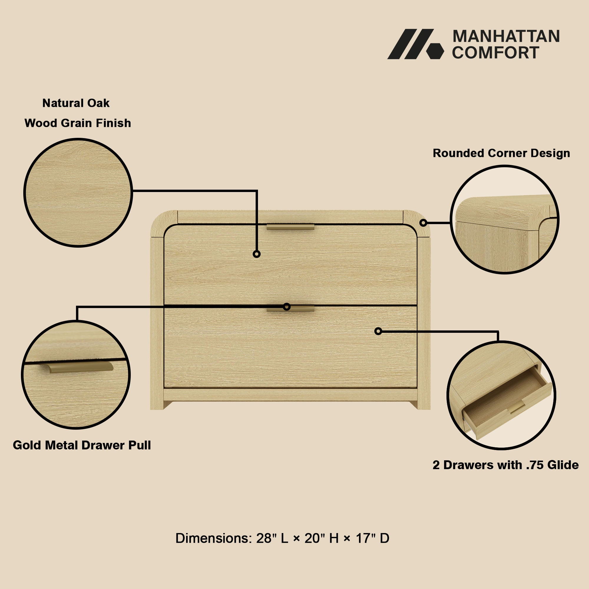 Grace - Nightstand With Modern Minimalist Design