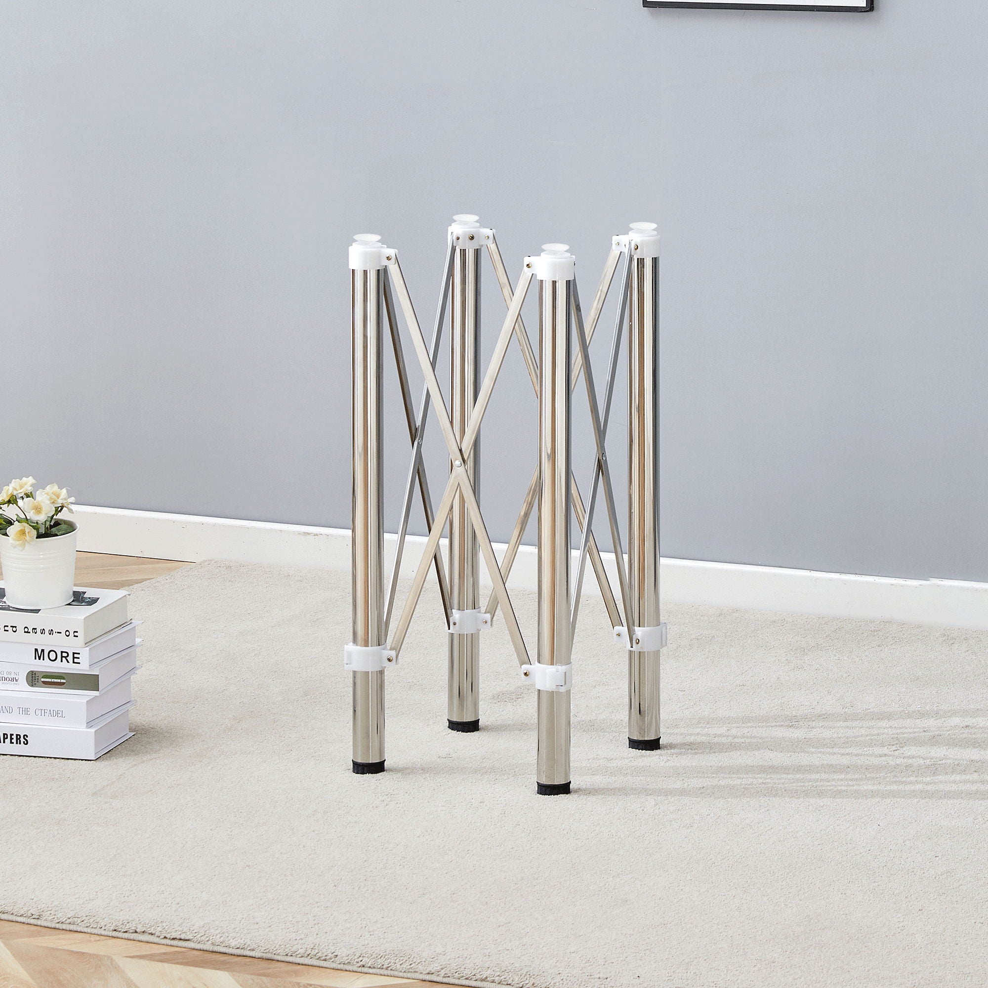 Simple Silver Stainless Steel Folding Table Frame Multifunctional Space Saving Design.Separate Folding Table Legs That Can Be Paired With Various Sizes And Styles Of Tabletops - Silver - Best Buy Furniture