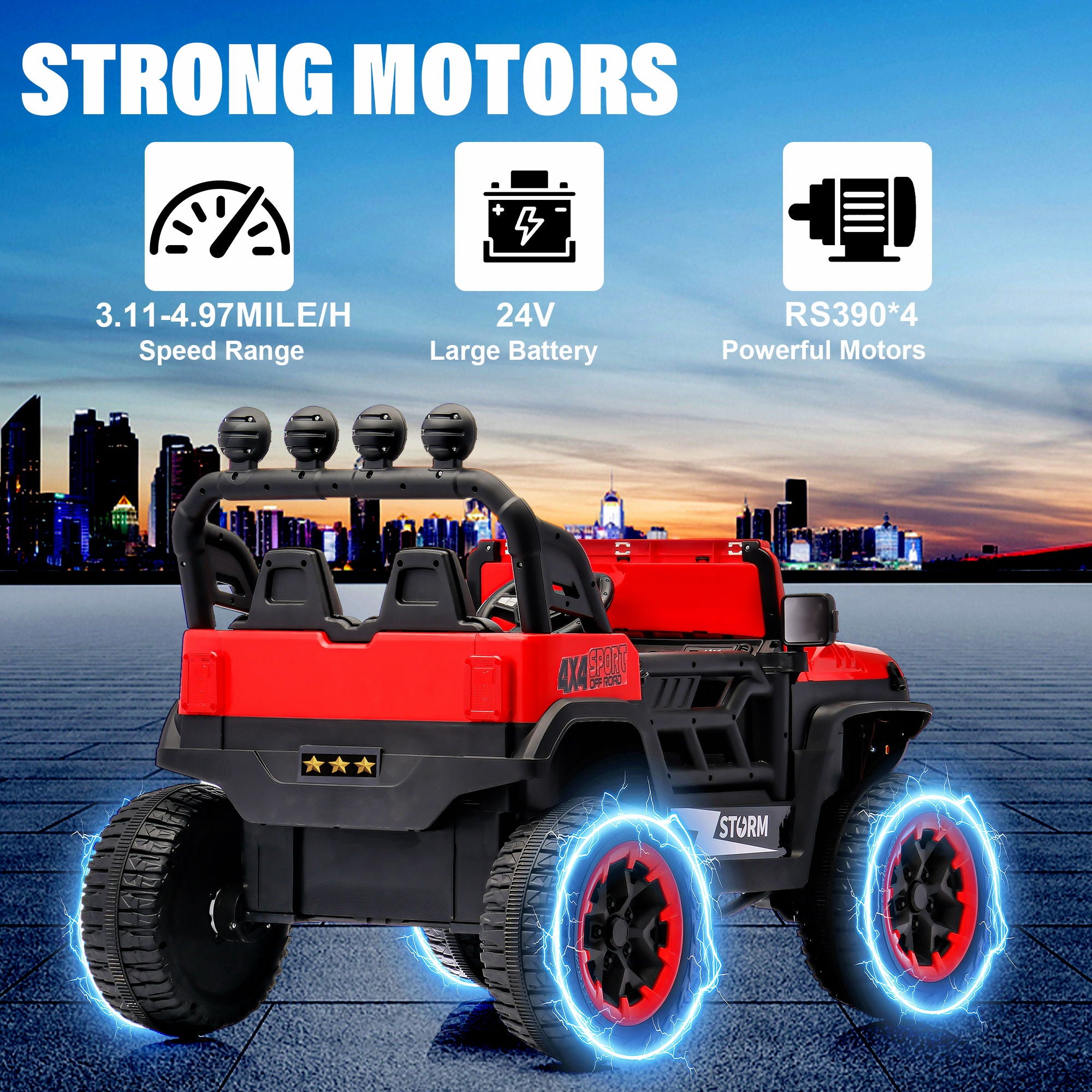 Electric Car With Remote Control, Colorful LED Lights, USB & MP3