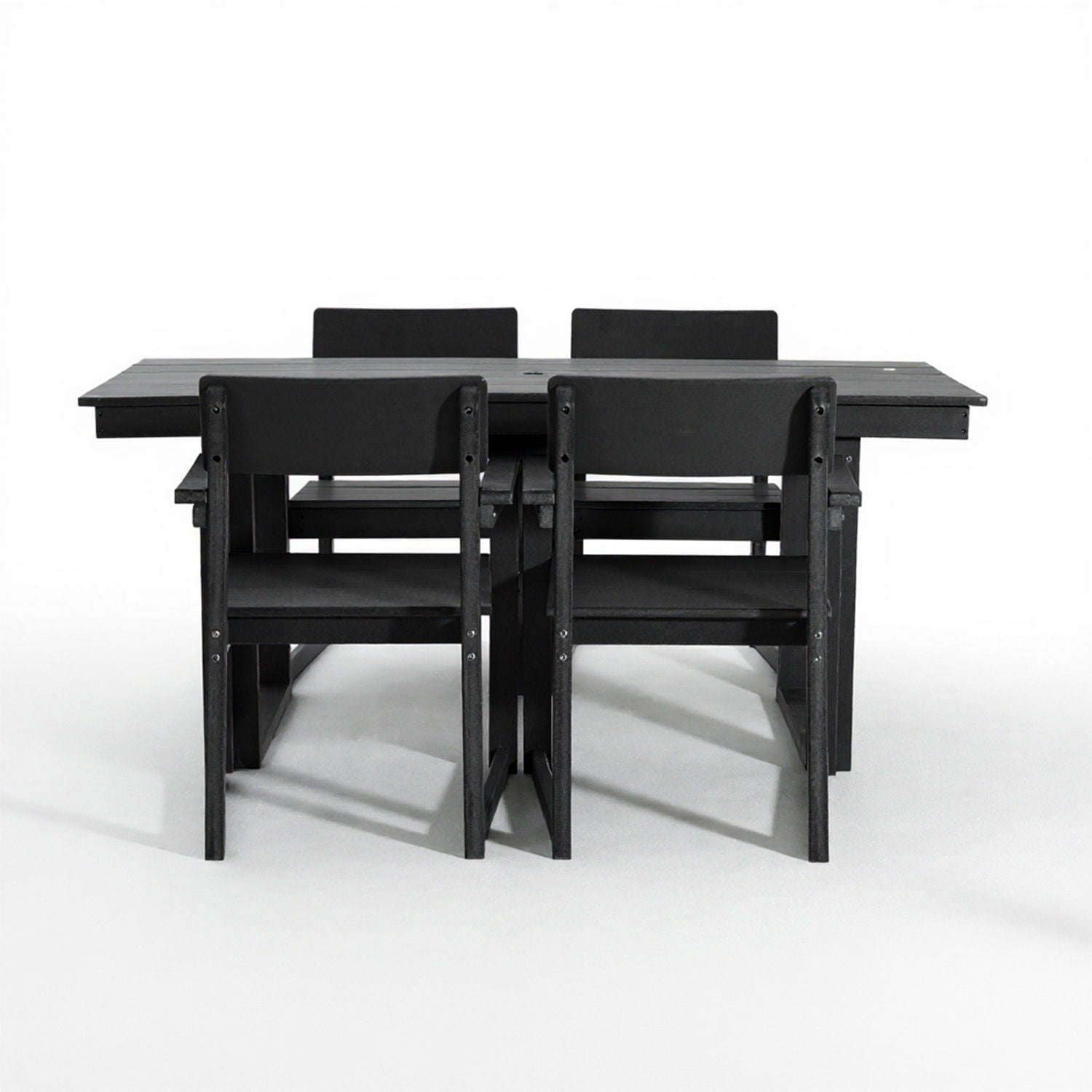 5 Piece Outdoor Dining Set, Table With Umbrella Hole And 4 Armrest Chairs