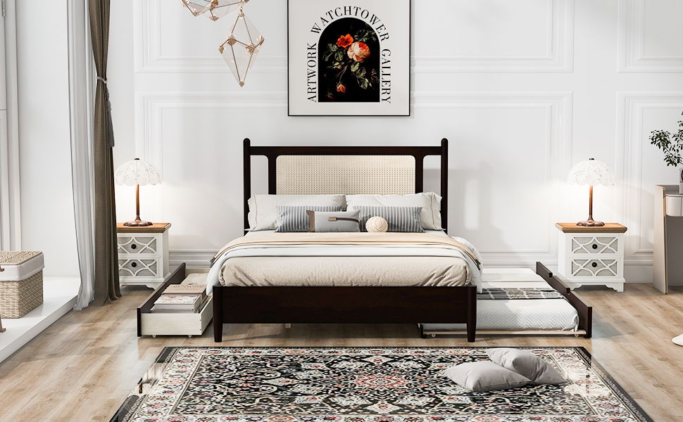 Platform Bed With 2 Big Drawers & Trundle