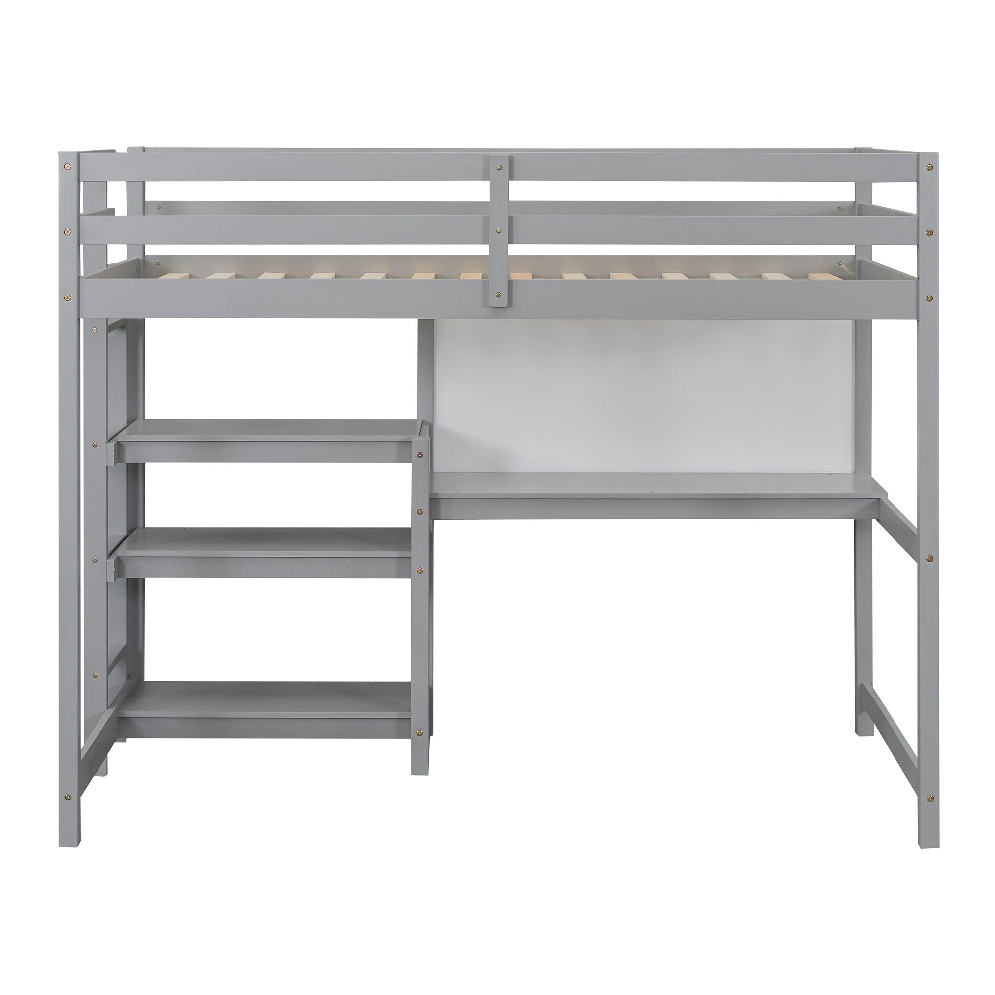 Loft Bed With Shelves, Desk And Writing Board