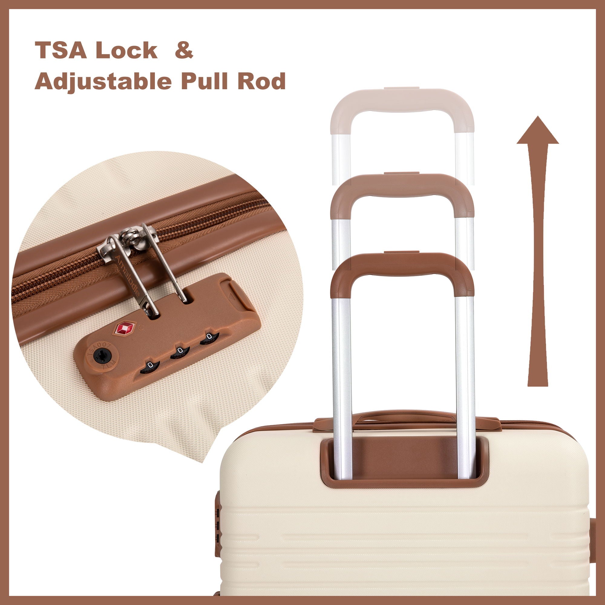 5 Piece Set Hard Case Spinner Wheels Luggage Sets With Tsa Lock