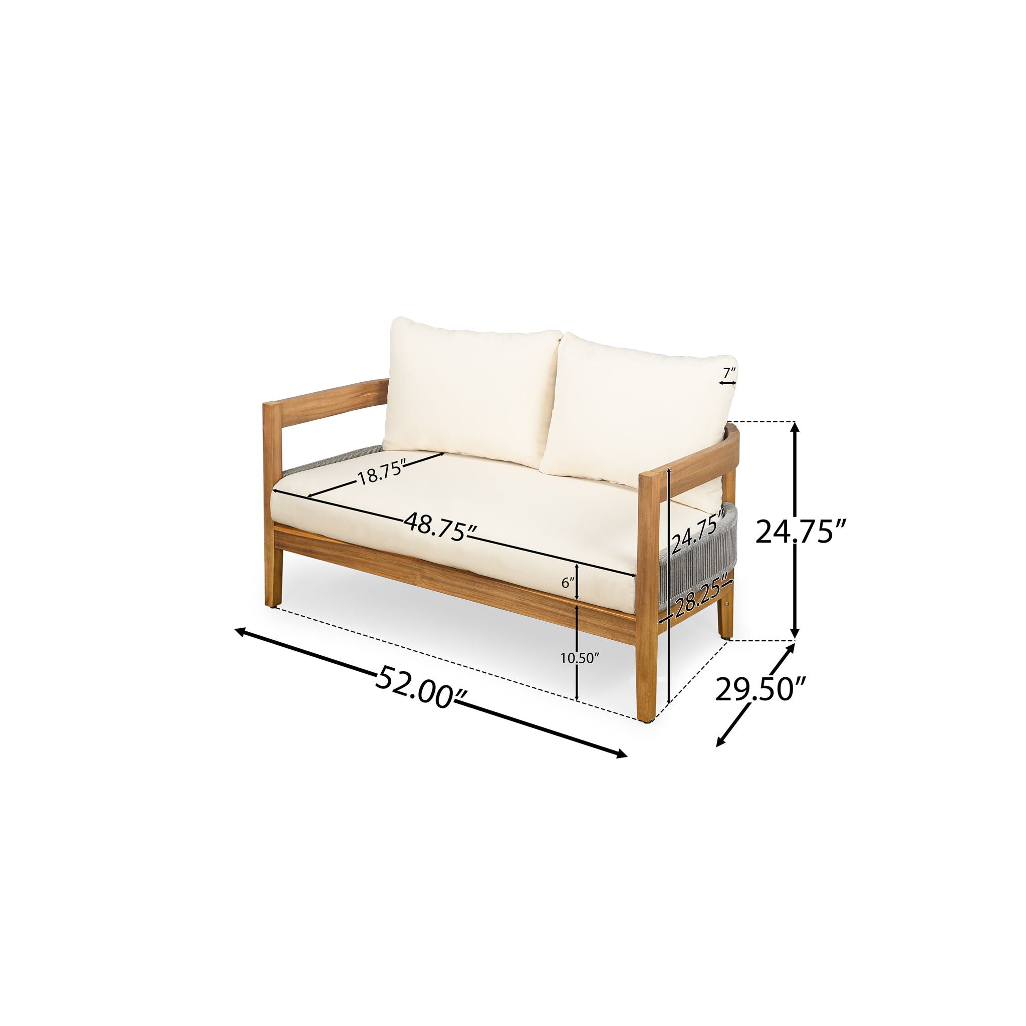 Porto - Outdoor Loveseat & Table - Beige / Teak