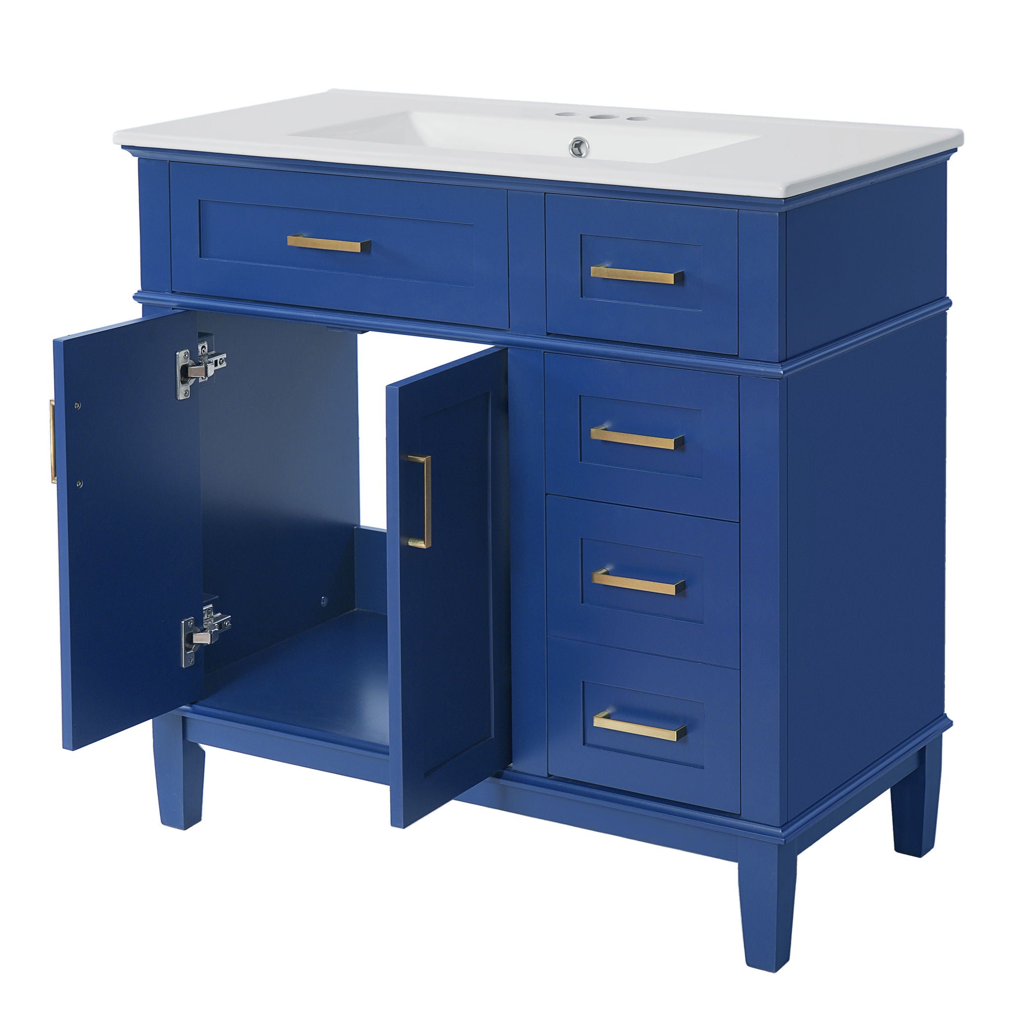 Modern Bathroom Vanity With Ceramic Sink, Soft Close Storage Cabinet