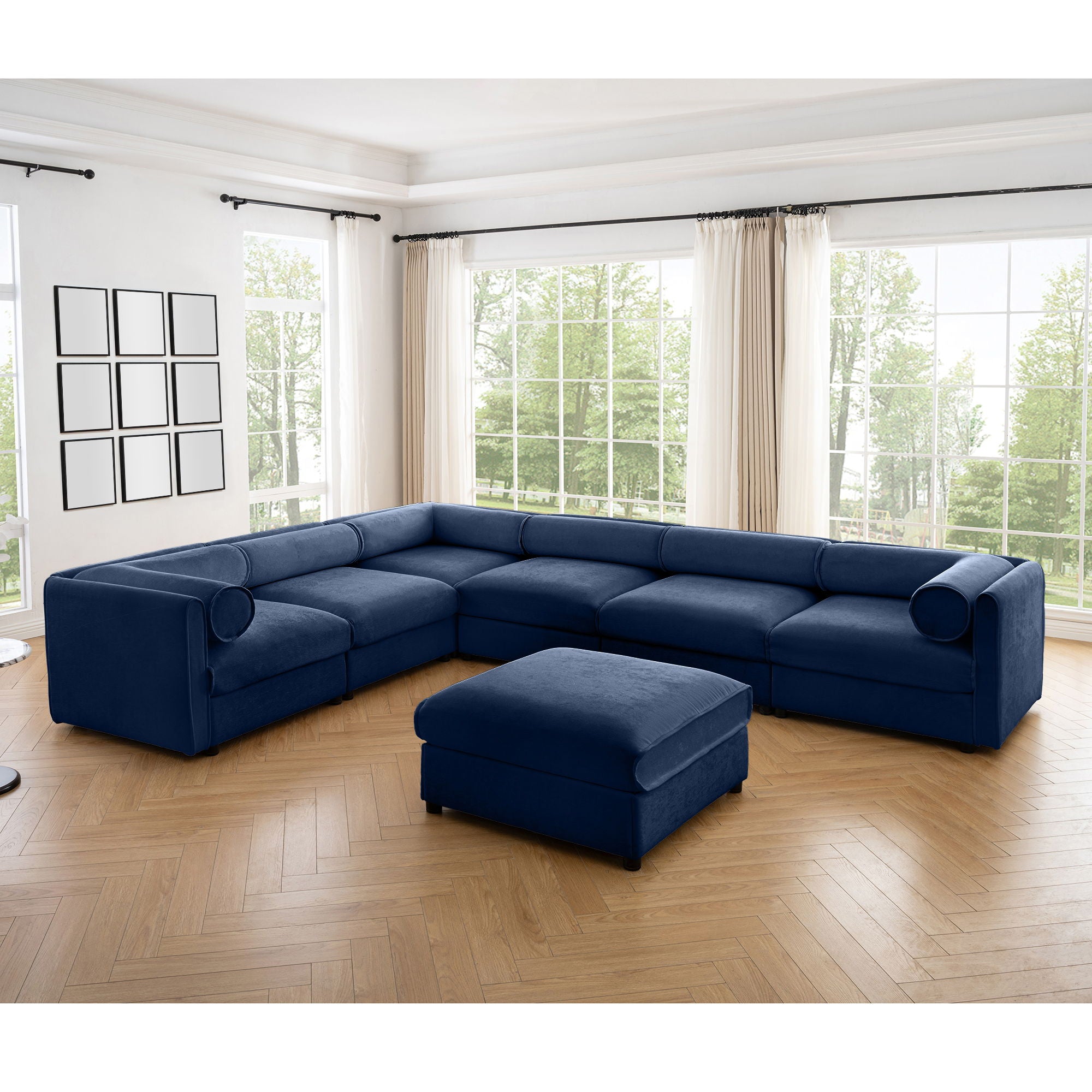 Contemporary Elegant White Chenille Sofa With Storage And Ottoman
