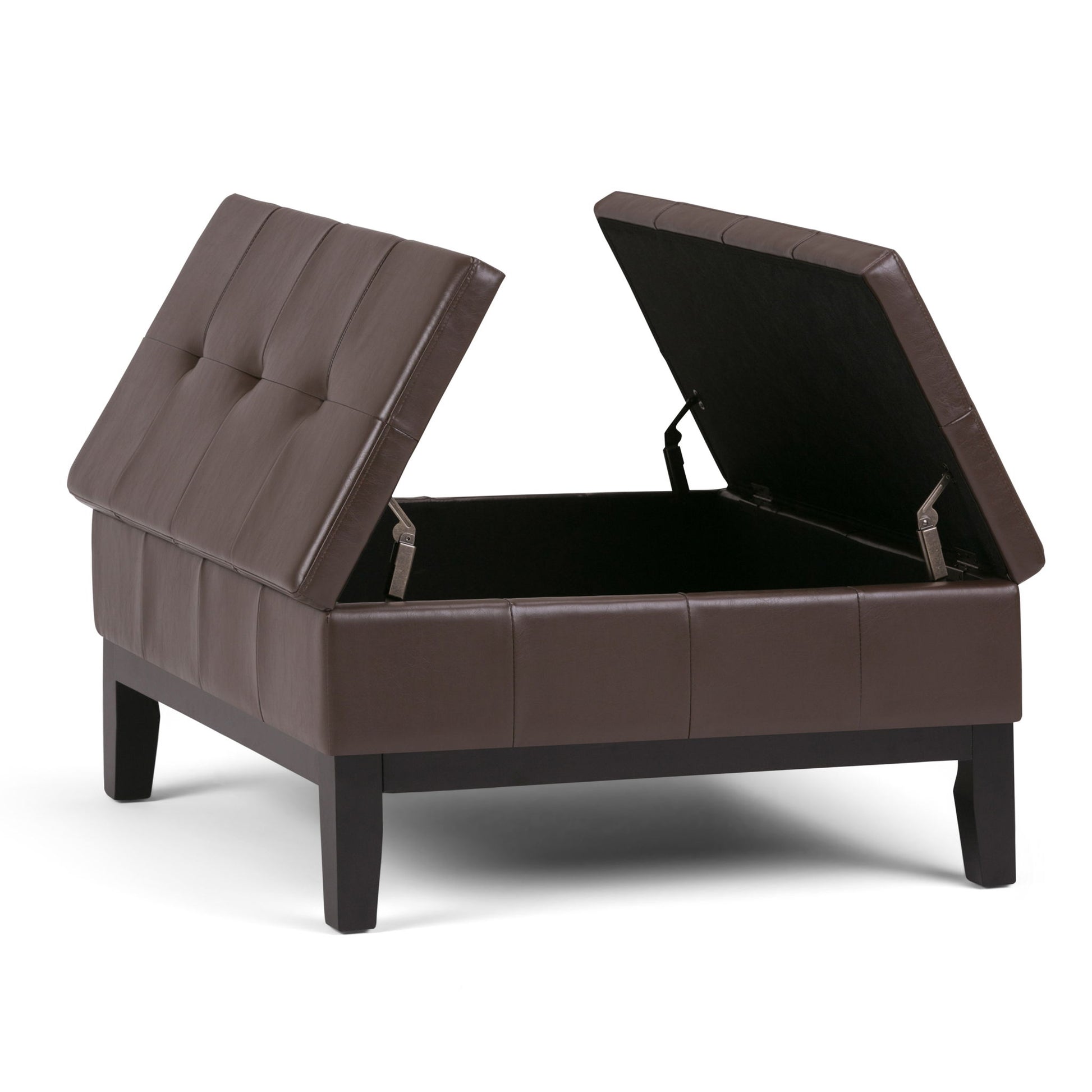 Dover - Square Coffee Table Storage Ottoman - Chocolate Brown - Best Buy Furniture