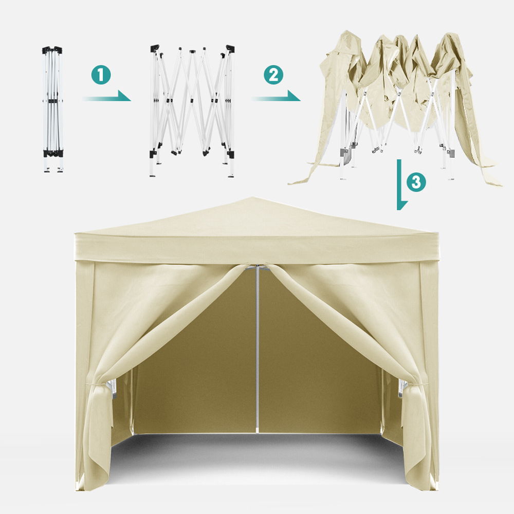 10'X10' Folding Canopy With 4 Removable Sidewalls Outdoor Event Shelter UPF 50+ Gazebo Portable Tents For Parties Beach Camping Wedding Ez Pop Up Canopy 4 Pieces Weight Bag + Carry Bag - Best Buy Furniture