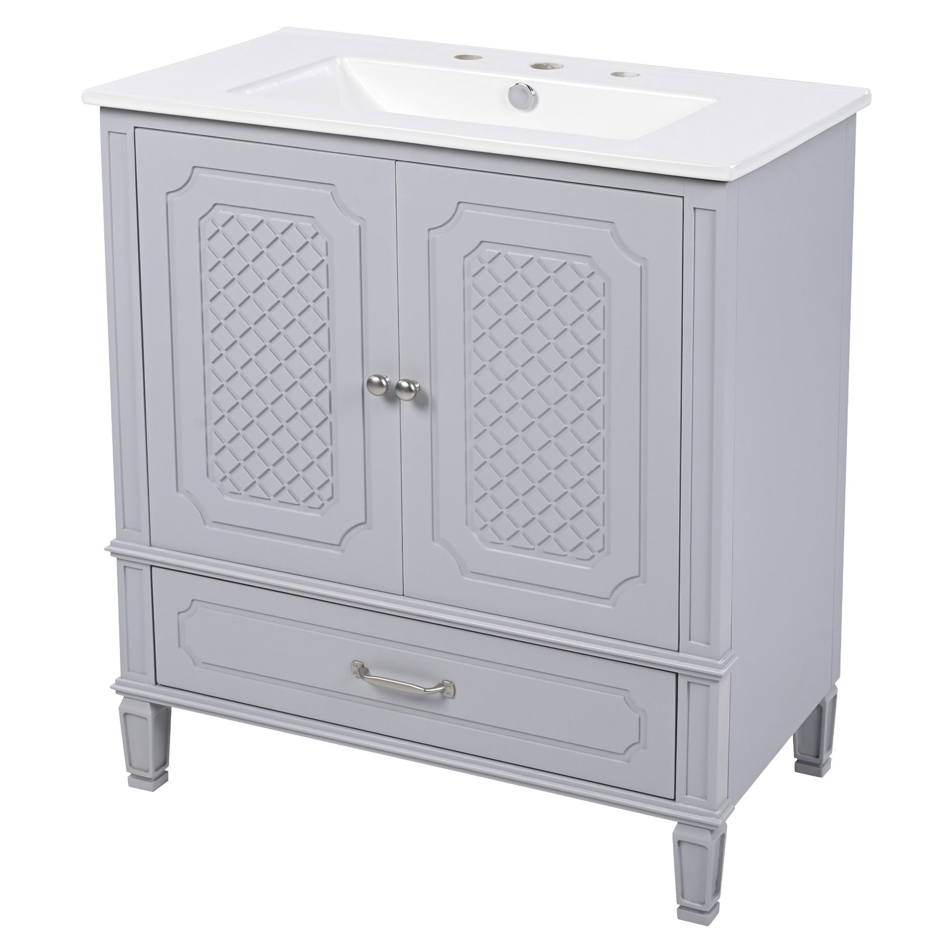 Vintage Style Bathroom Vanity With Sink, Multi Functional Storage, Soft-Closing Door - Best Buy Furniture