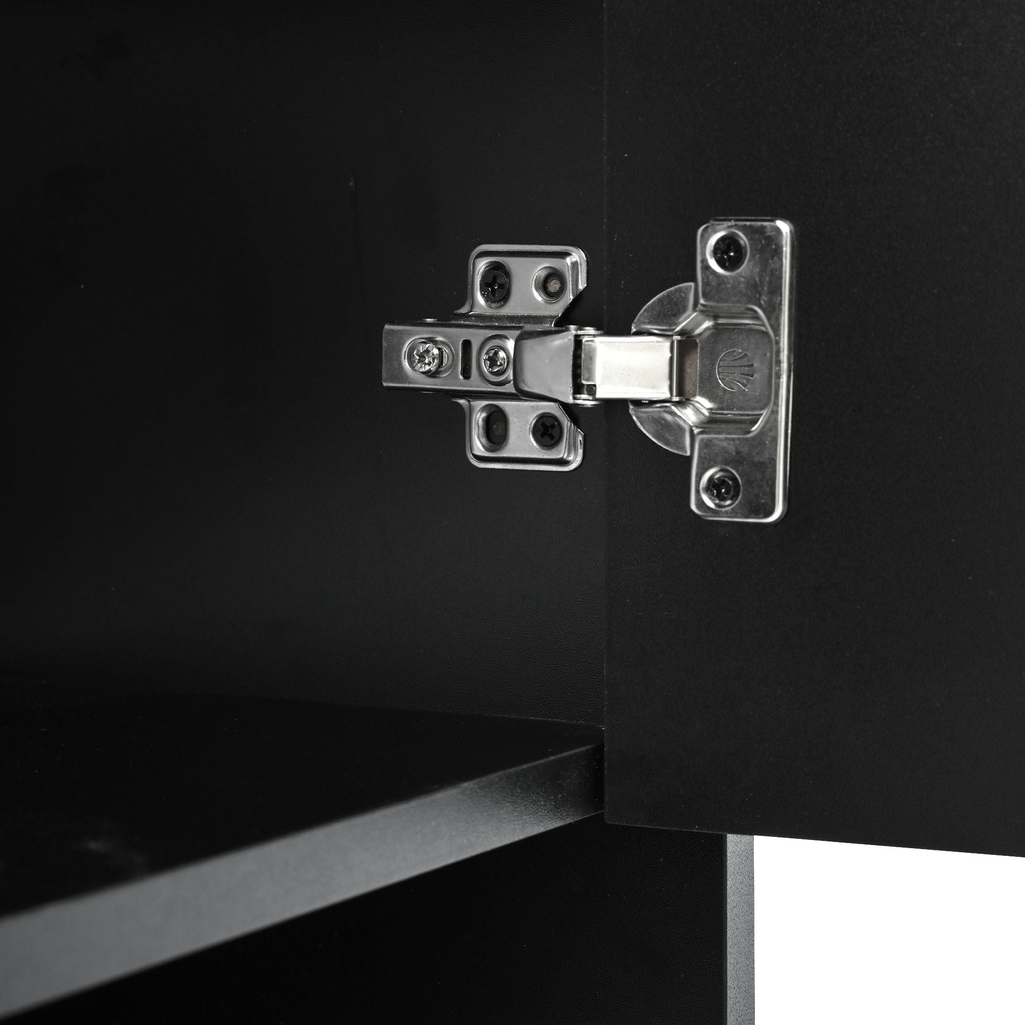Minimalist 4 Door Shoe Cabinet With Coat Rack, 3 Drawers, 8 Shelves, Metal Hooks And Handles
