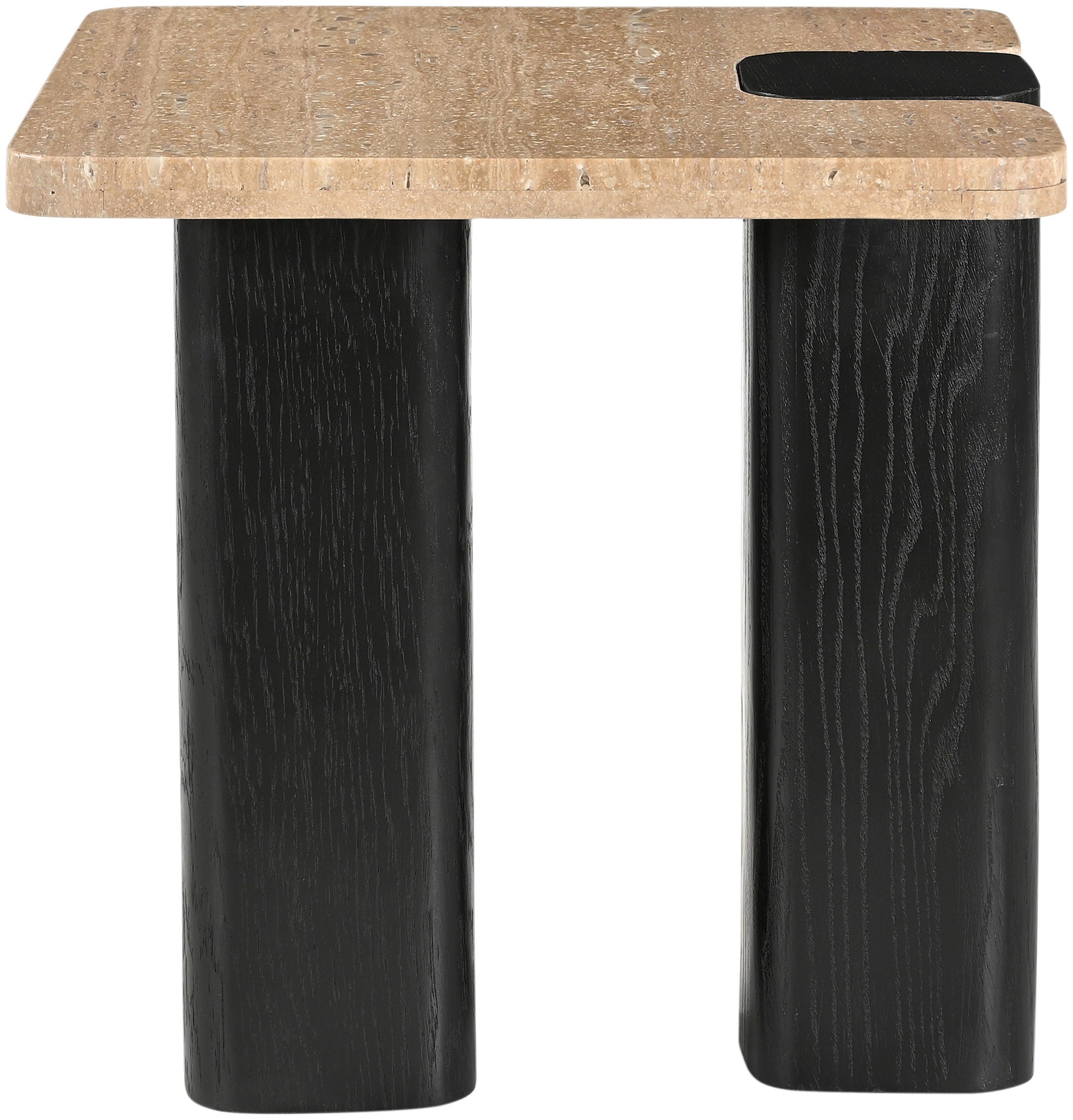 Ravenna - Genuine Travertine Top And Oak Wood Base Table