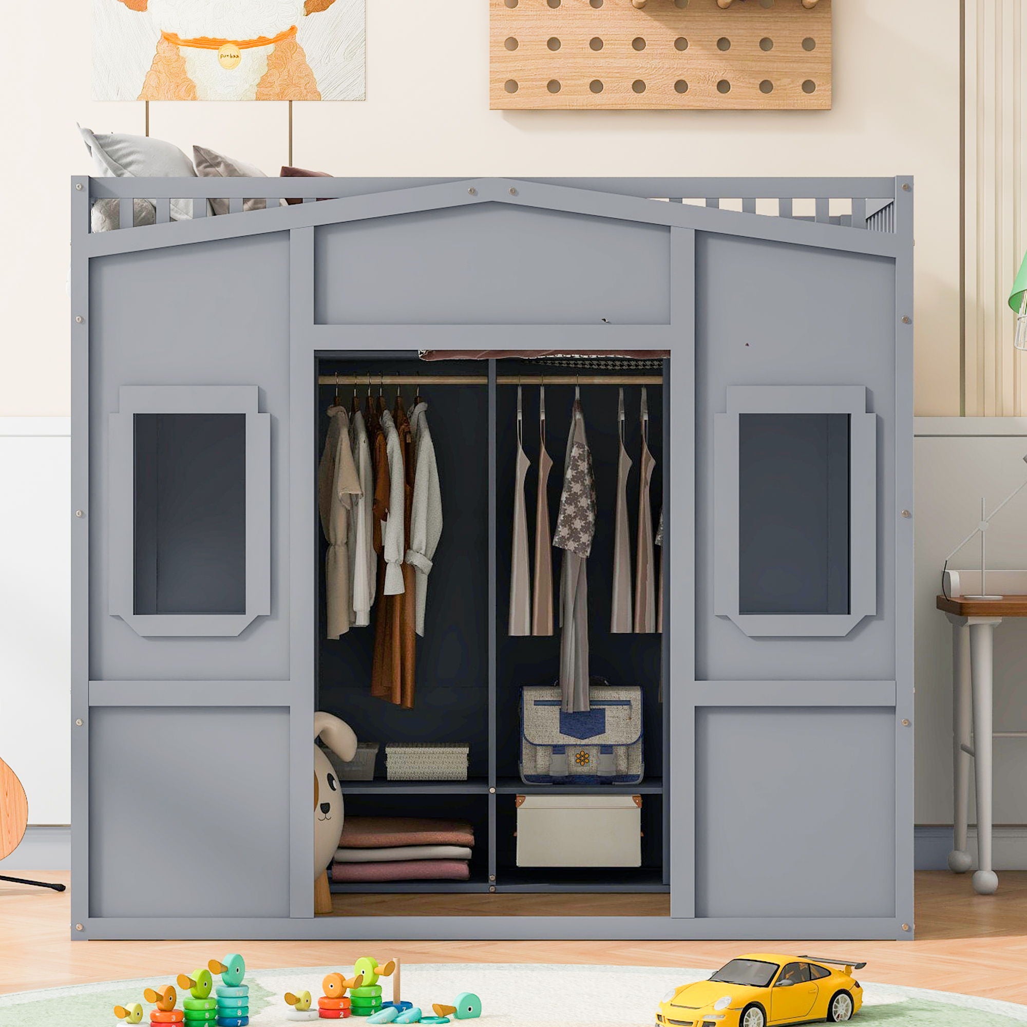 Loft Stylish Bed With Ladder And Wardrobe