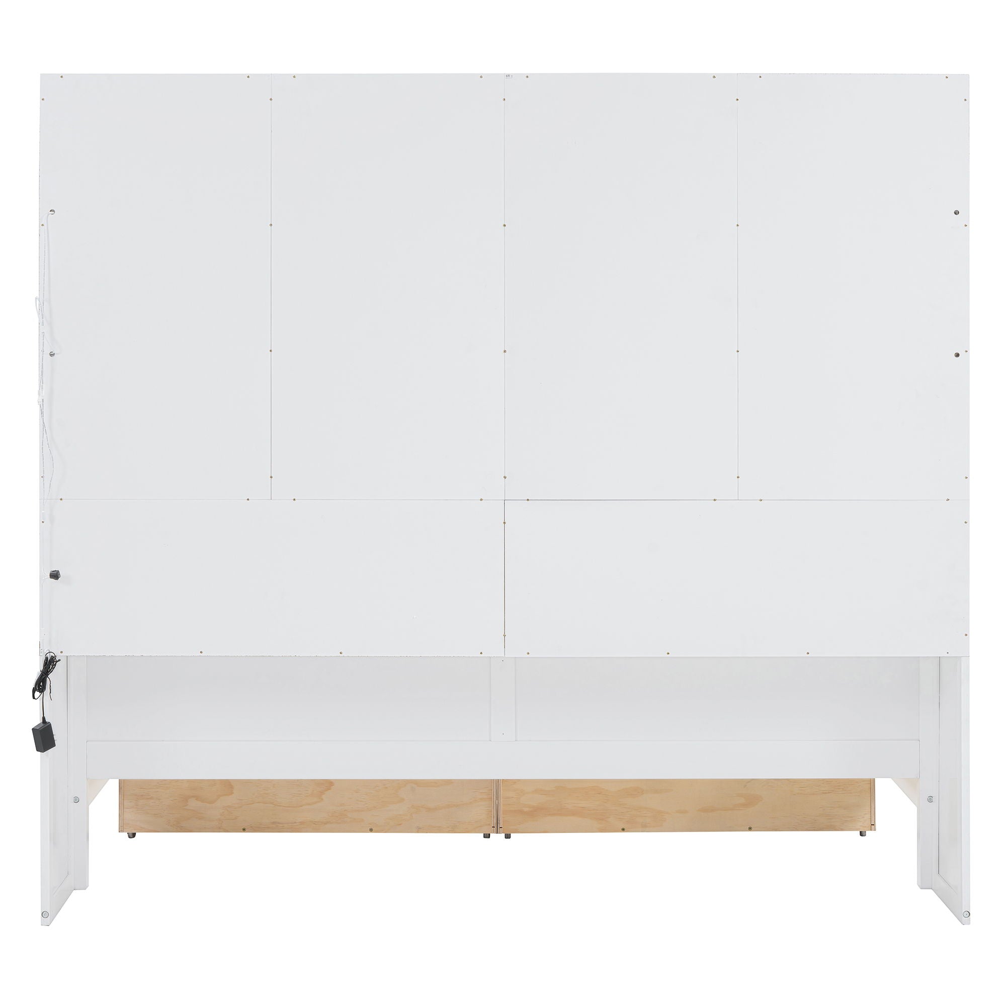 Daybed With Glass Door Storage Cabinets, Built In LED Lighting And Shelves