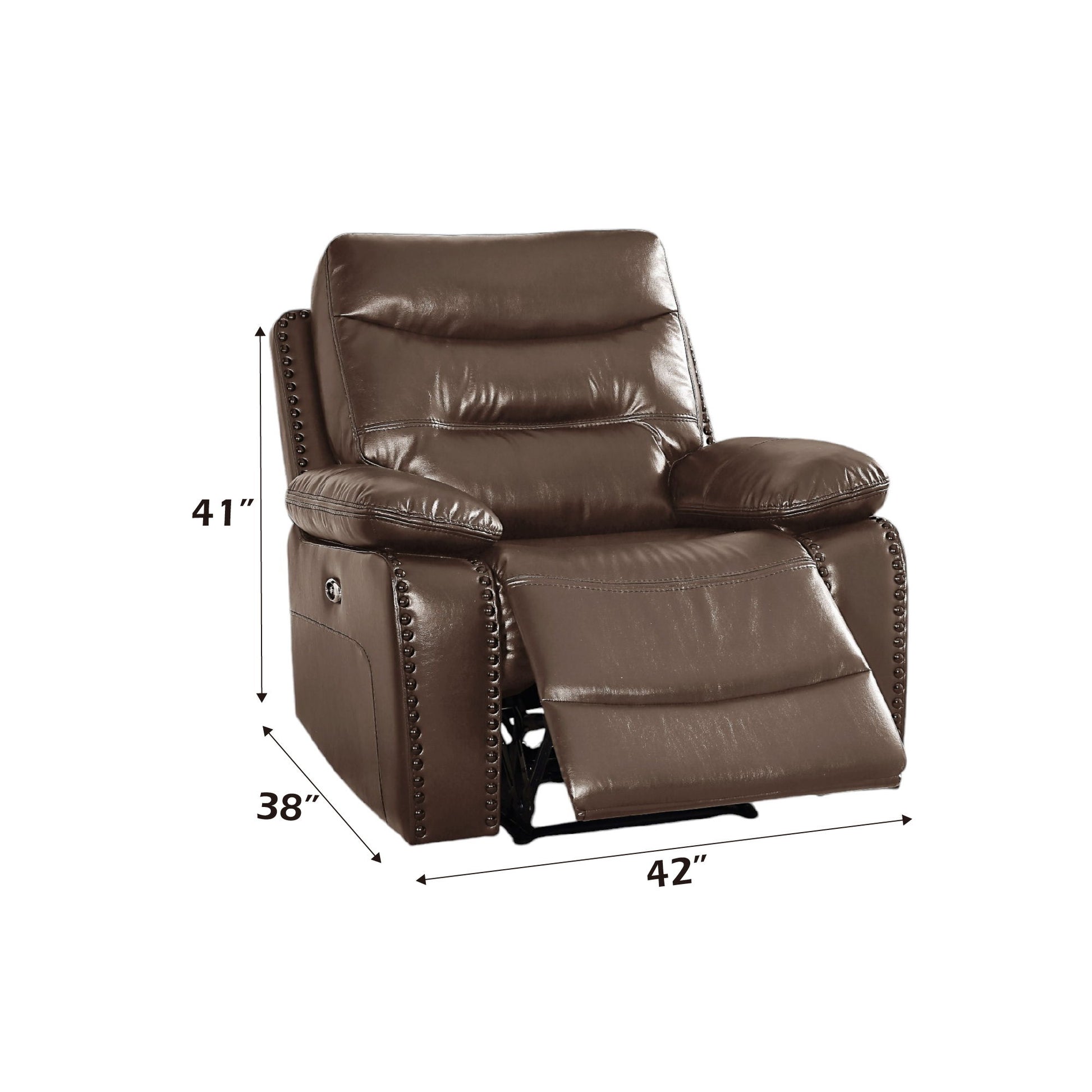 Aashi - Leather Gel Match 3 Piece Recliner Living Room Set - Brown - Best Buy Furniture