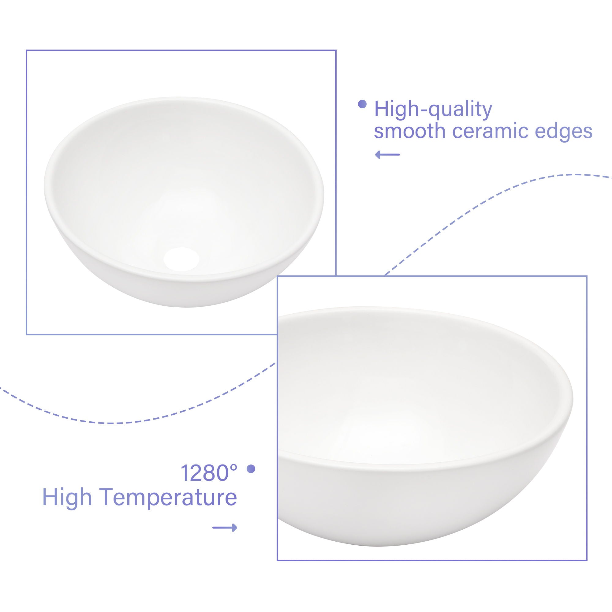 Modern Ceramic Circular Vessel Bathroom Sink