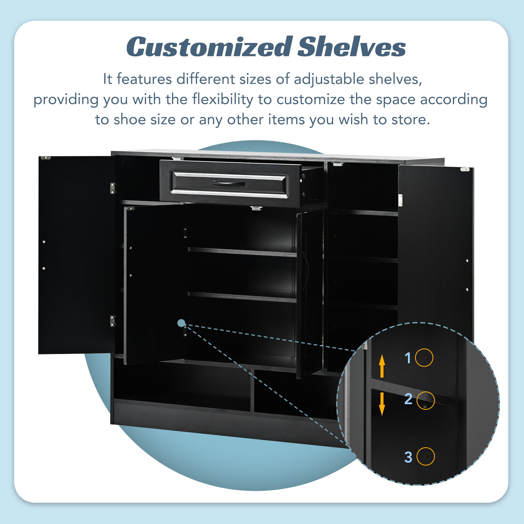 Sleek And Modern Shoe Cabinet With Adjustable Shelves, Space Saving Design