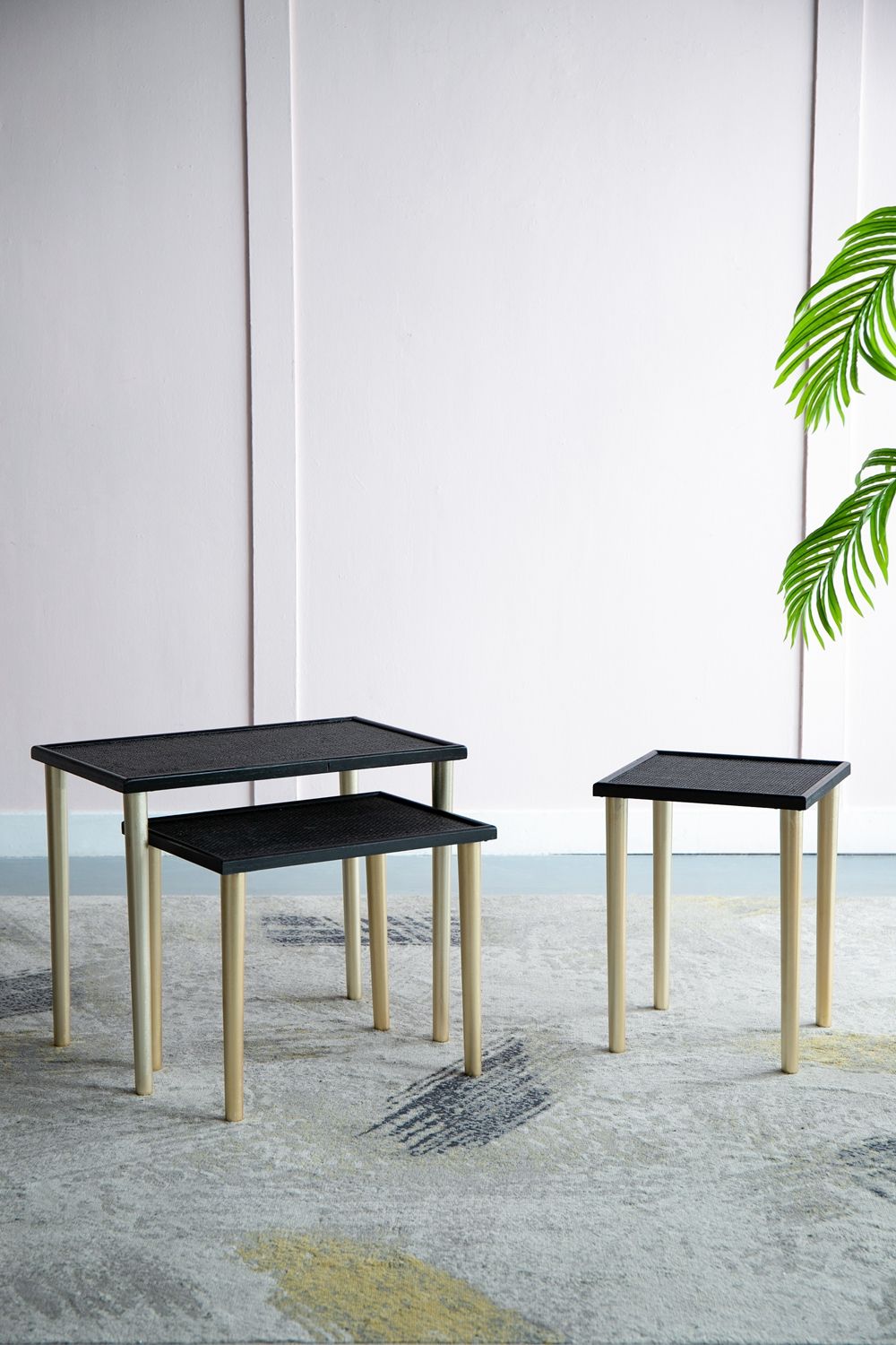 Side Tables (Set of 3) - Black / Gold - Best Buy Furniture