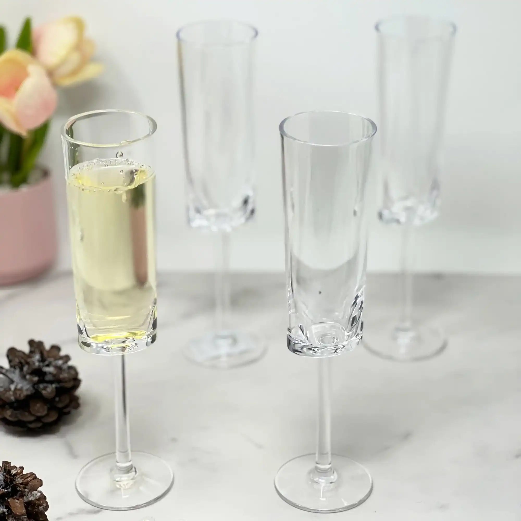 Oval Halo - Acrylic Champagne Flutes (Set of 4)