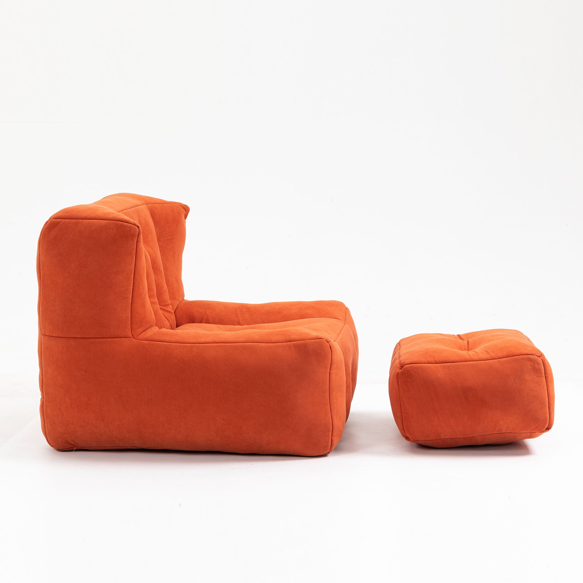 Modern Indoor Fluffy Bean Bag Chair With Memory Foam And Ottoman, Super Soft