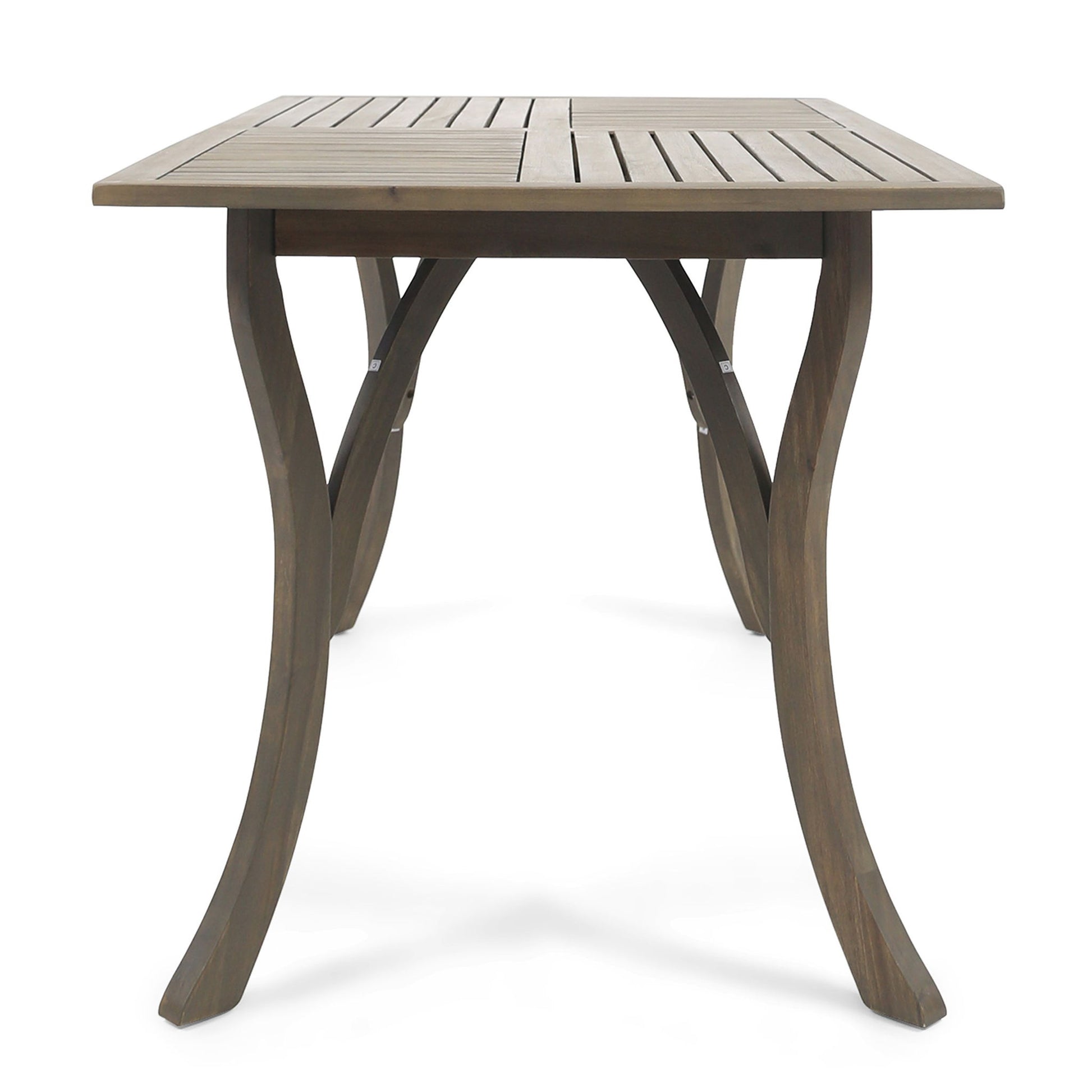 Transitional Acacia Wood Dining Table With Slat Panel Top - Gray - Best Buy Furniture
