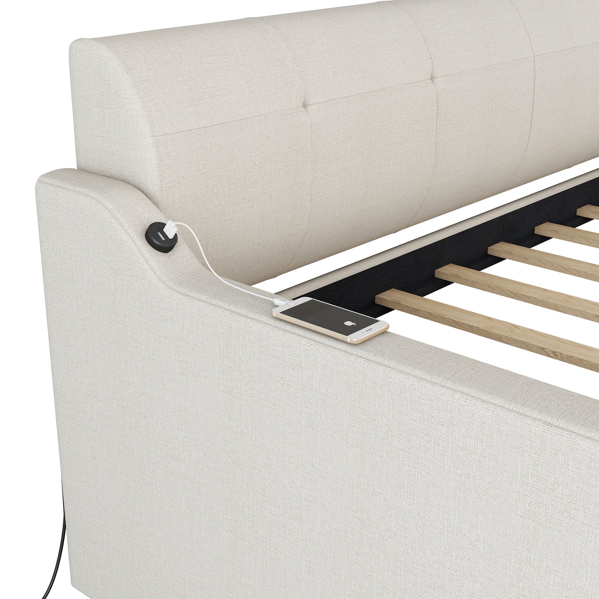 Upholstered Daybed With Trundle And USB Charging