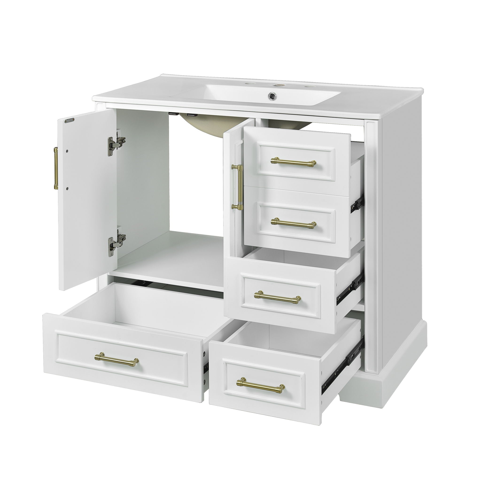 Traditional Bathroom Vanity With Soft Close Doors And Drawers