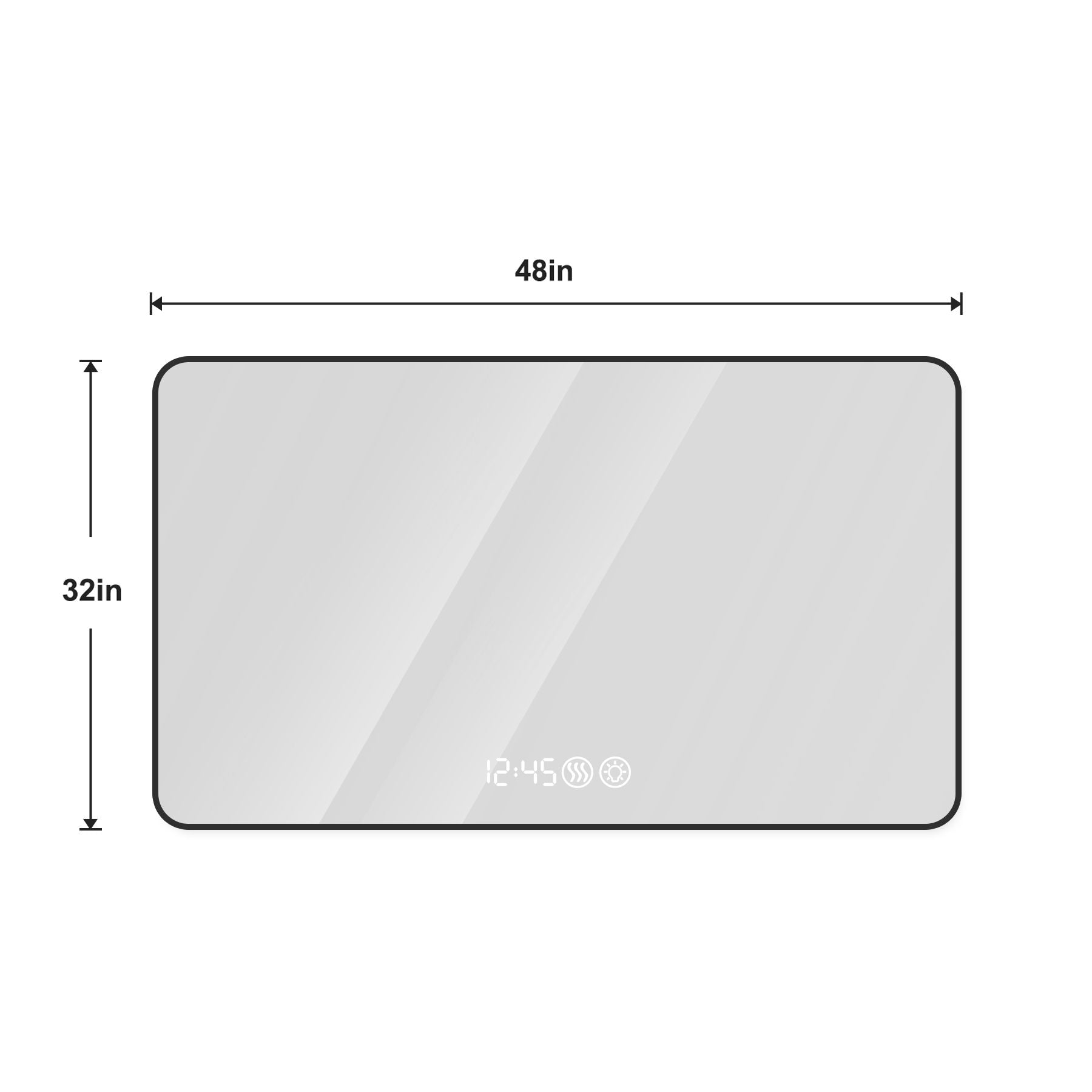 Wall Mirror With Rounded Corners, Temperature Display, Tri-Color Light, Defogging