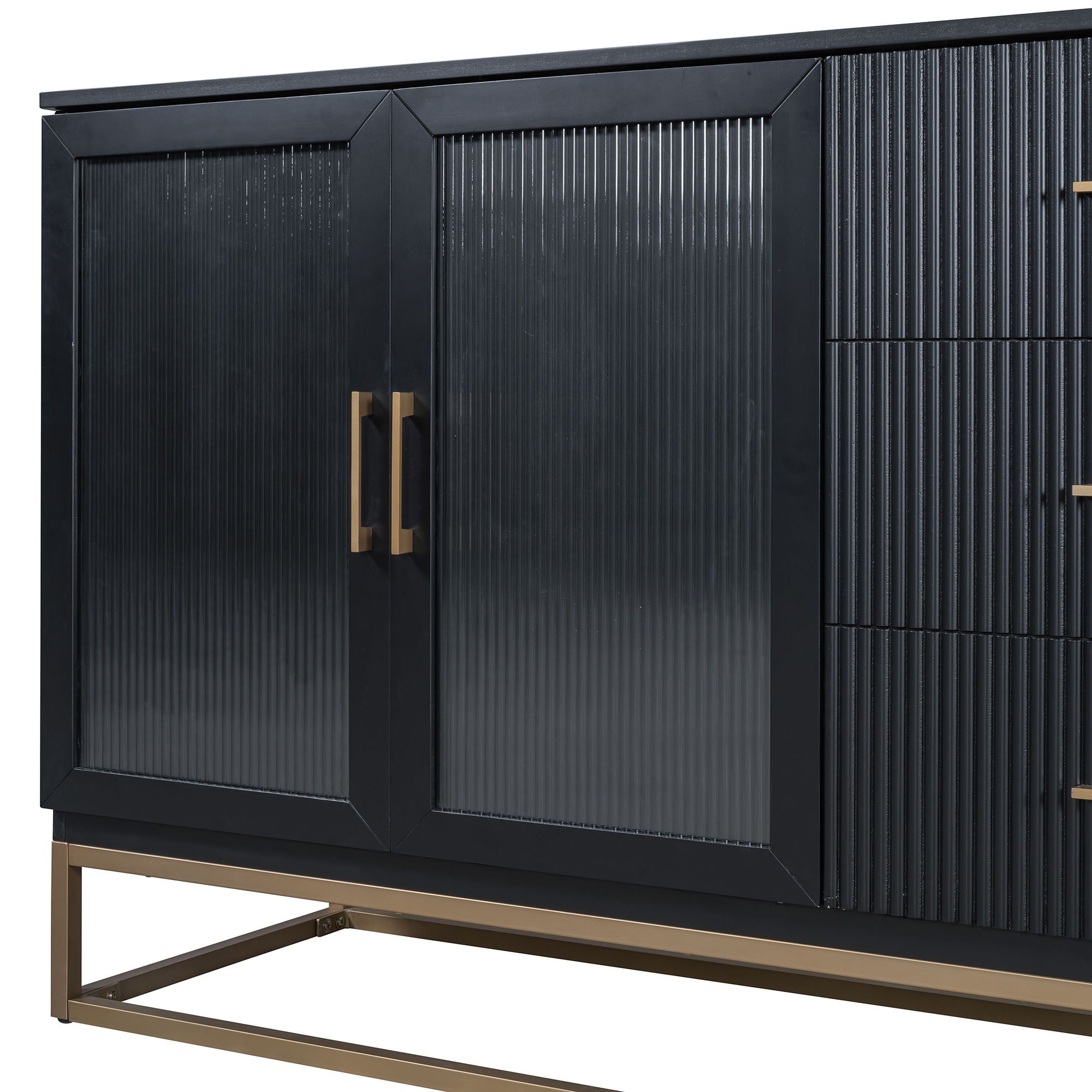 Murphy Bed With Frosted Glass Doors Design, Fake Drawers, Metal Legs