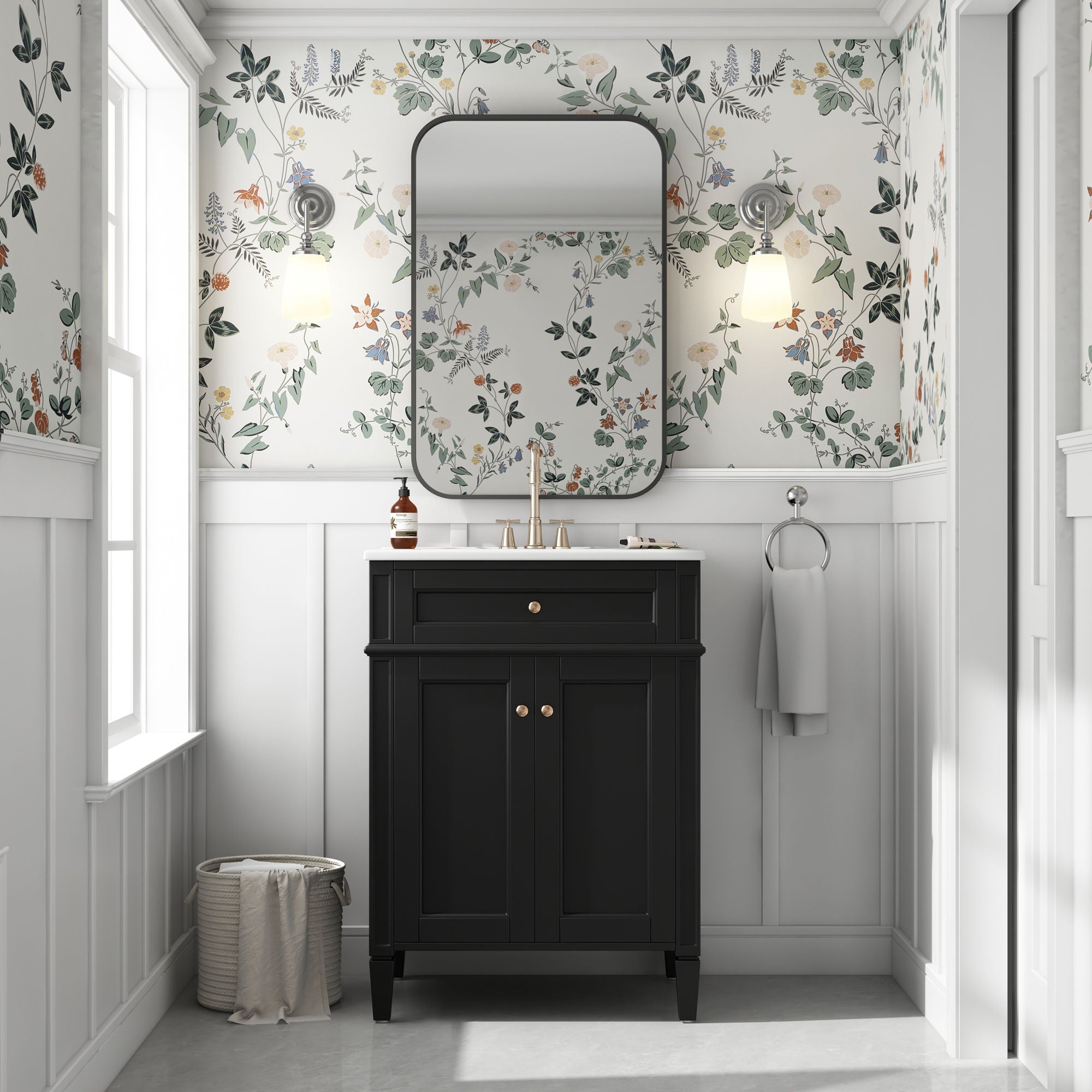 Bathroom Vanity With 2 Doors And Tip Out Drawer, Soft Closing Hinges