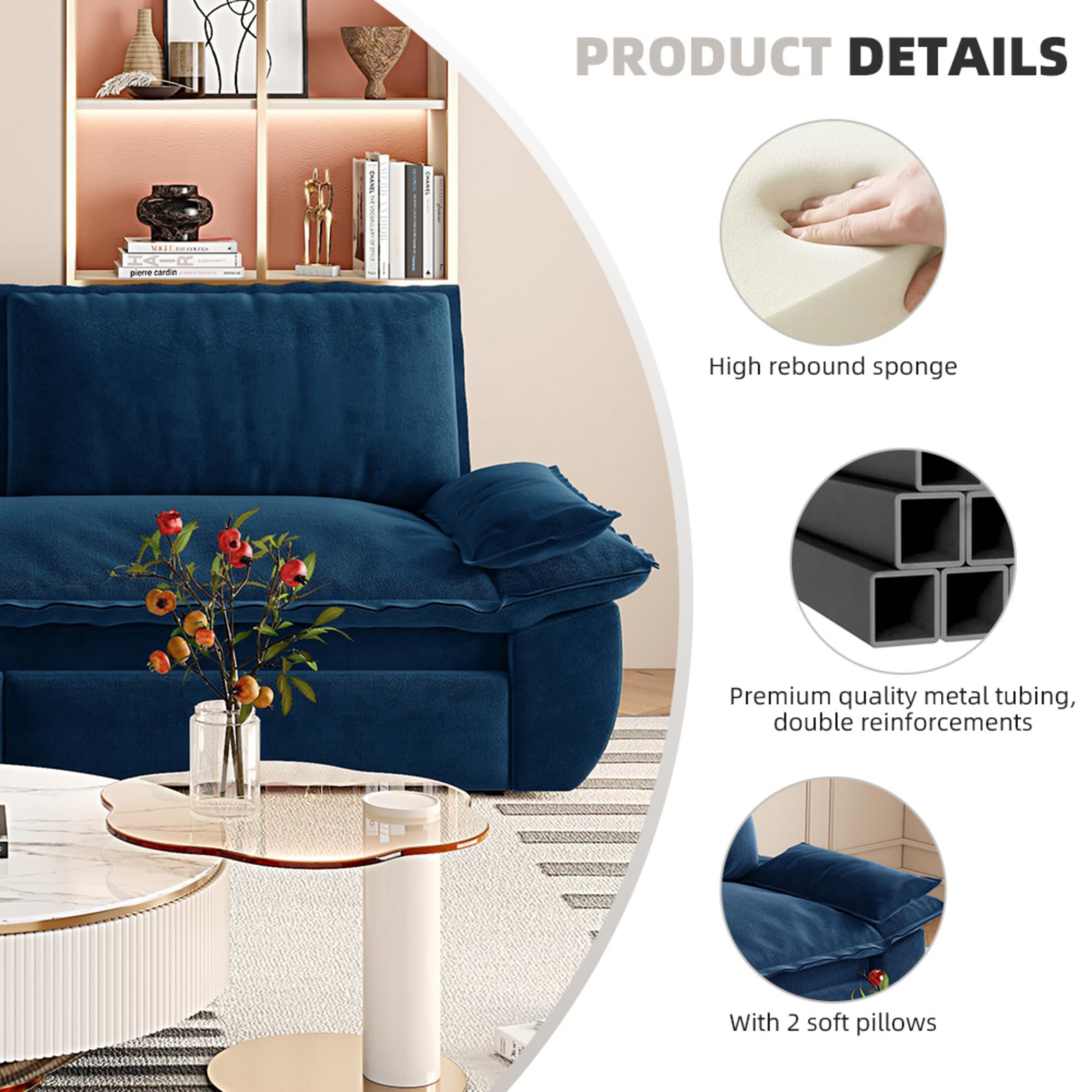 Queen Pull Out 3 In 1 Convertible Sleeper Sofa, Multi-Functional